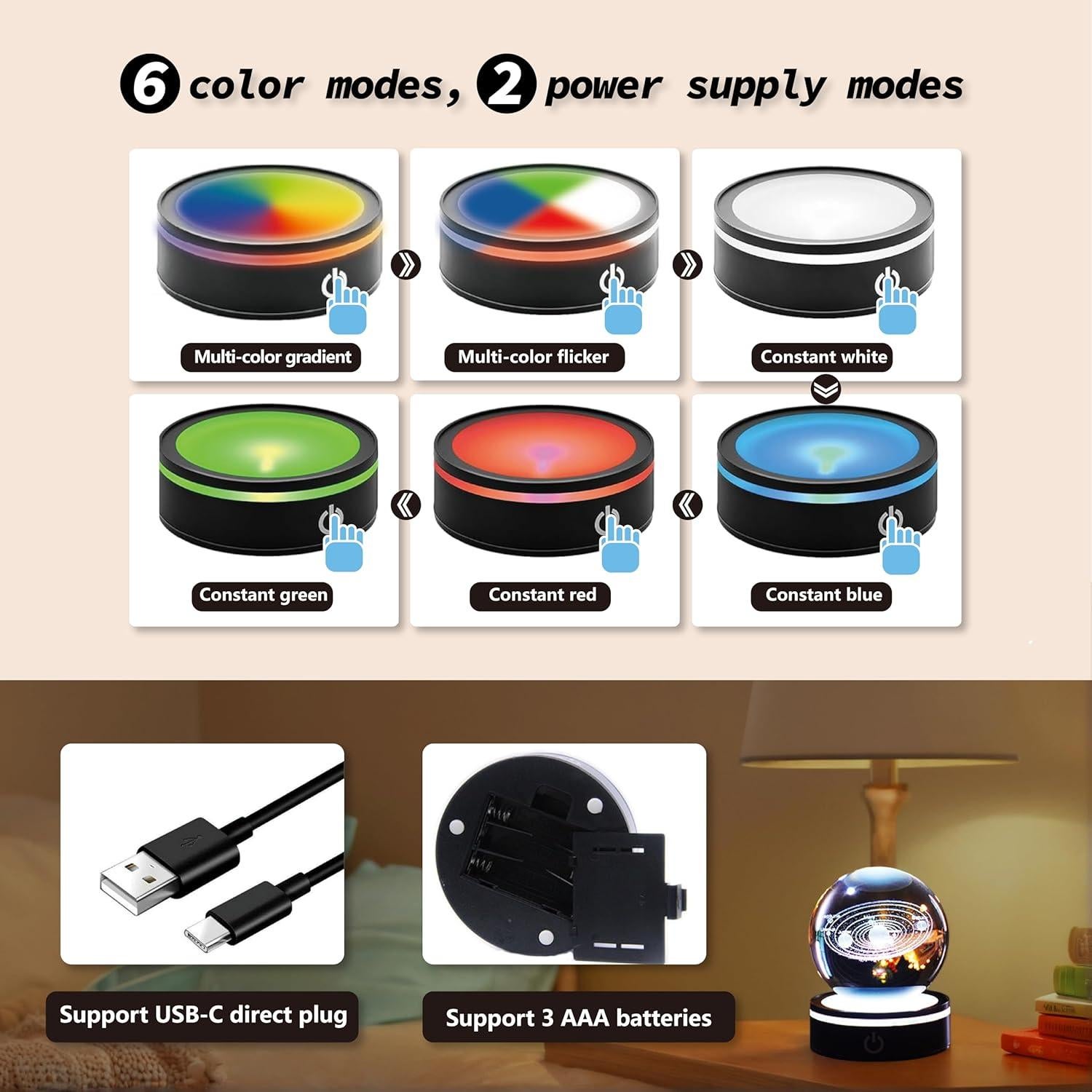 Luz Nocturna 3D CAVA Sistema Solar Multicolor 10.9cm