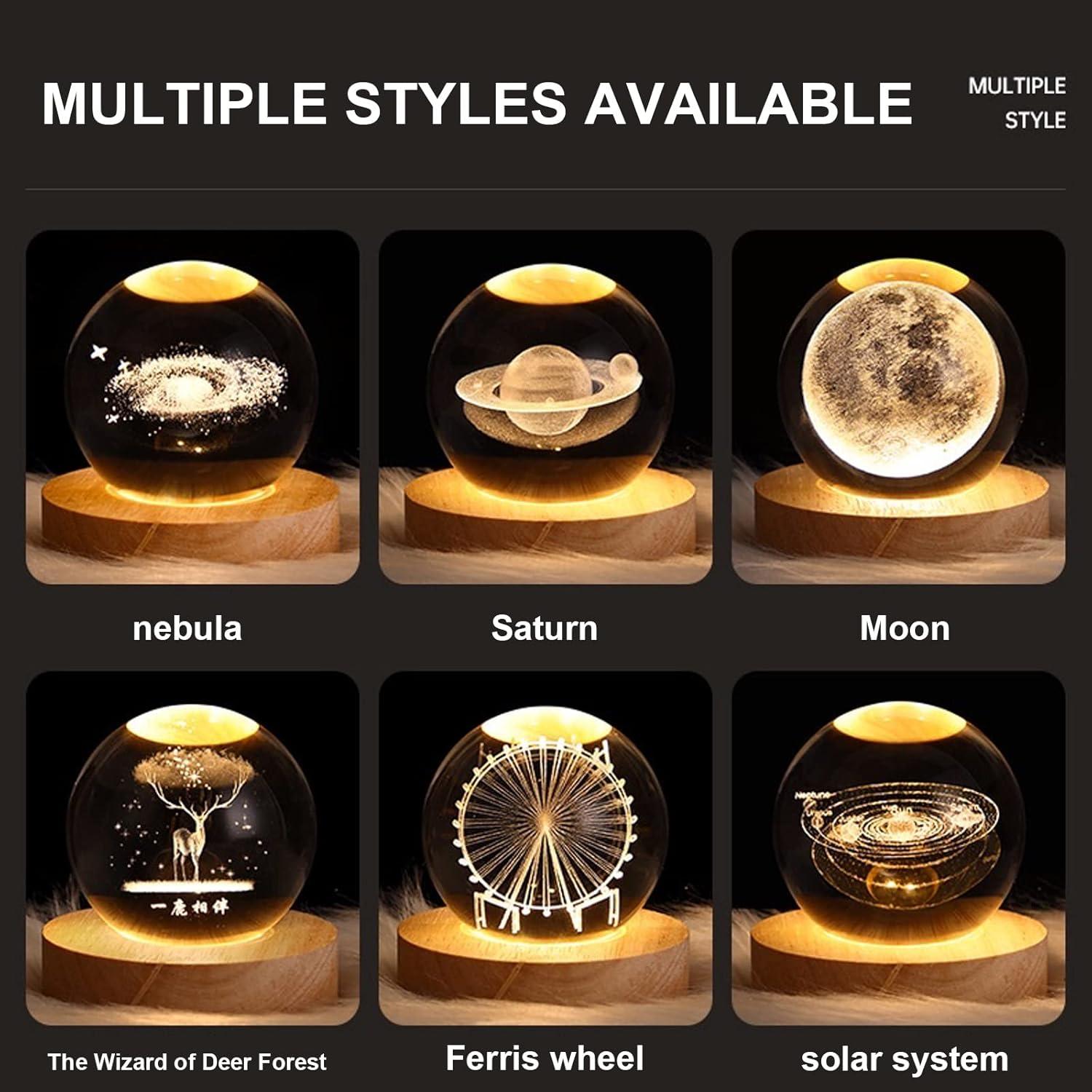 Lámpara de Noche Esfera de Cristal Saturno 8 cm LED