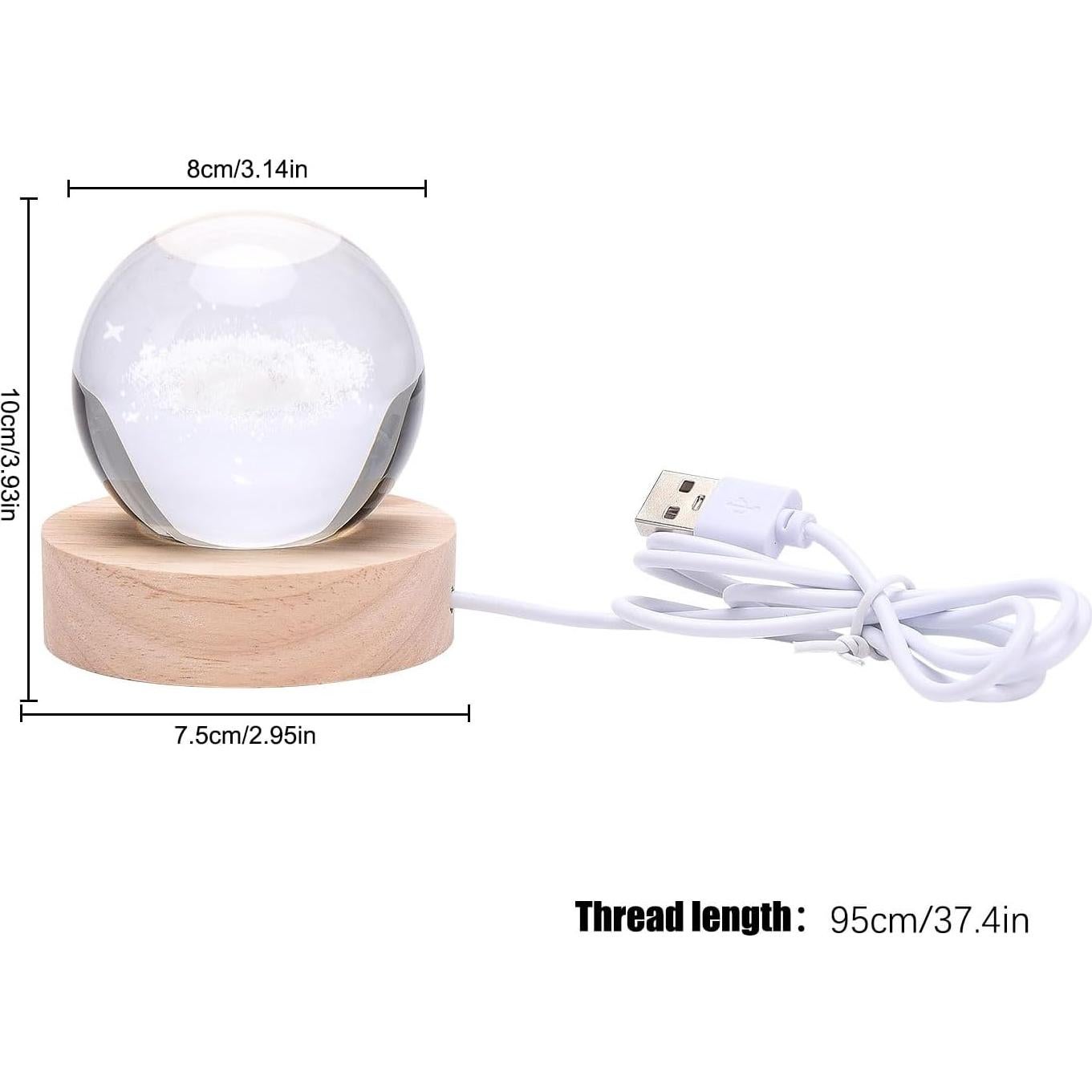 Lámpara de Noche Esfera de Cristal Saturno 8 cm LED