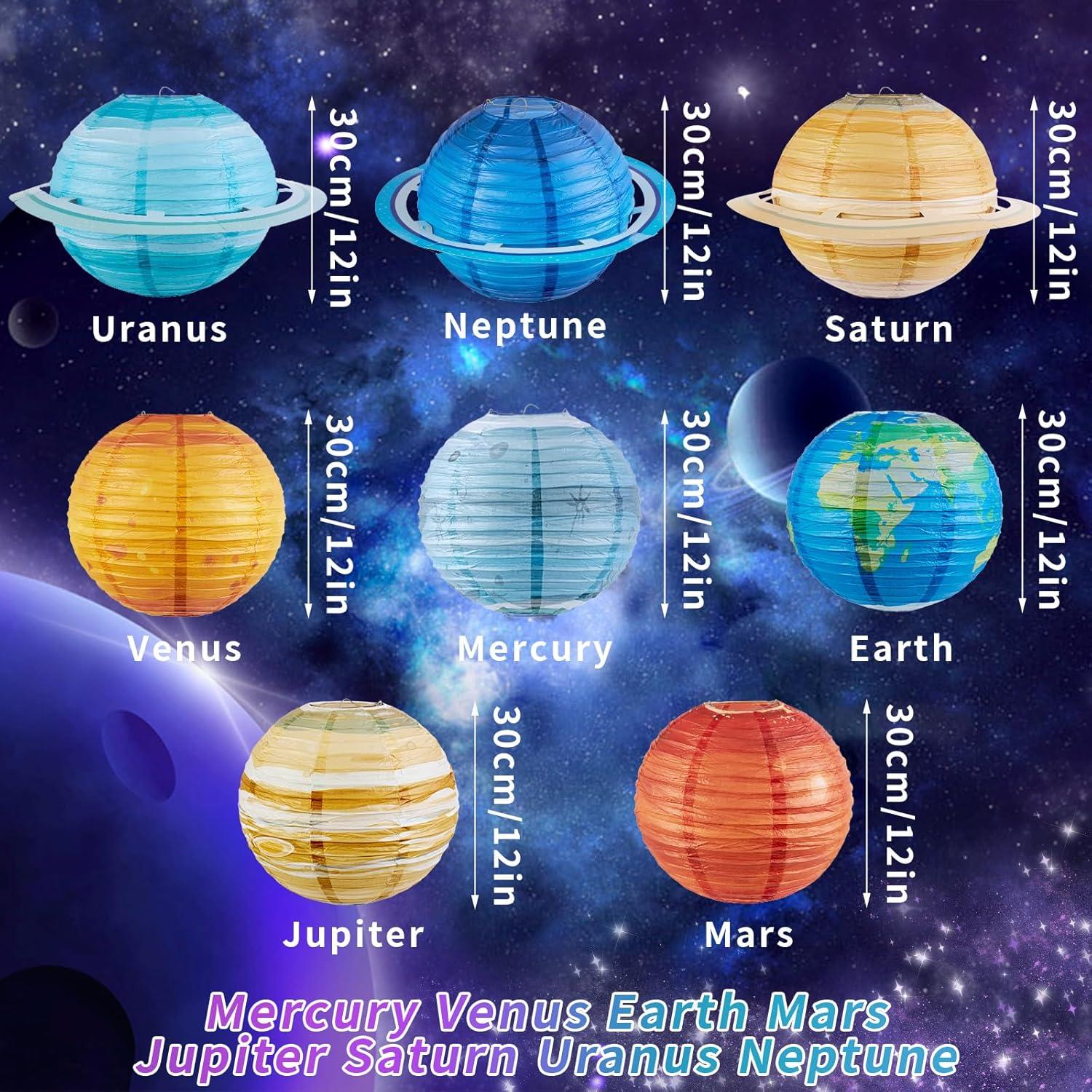 Linternas de Papel Planetas Easy Joy 12" 8PCS Decoración Espacial