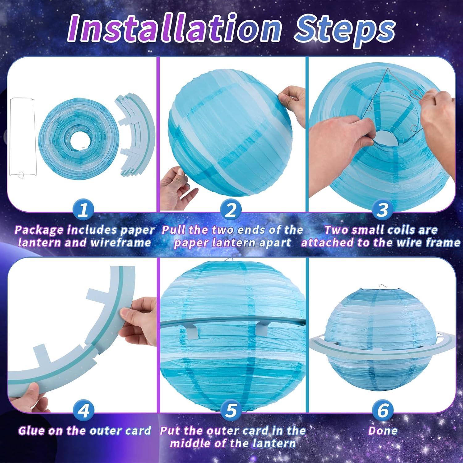 Linternas de Papel Planetas Easy Joy 12" 8PCS Decoración Espacial