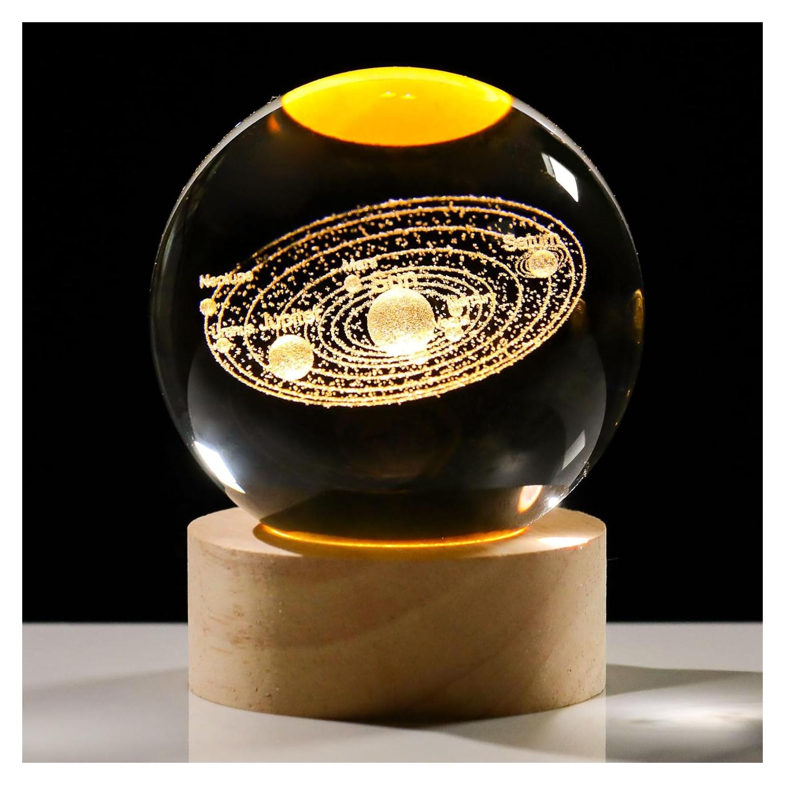 Luz Nocturna 3D Movdyka Sistema Solar Cristal K9 60mm