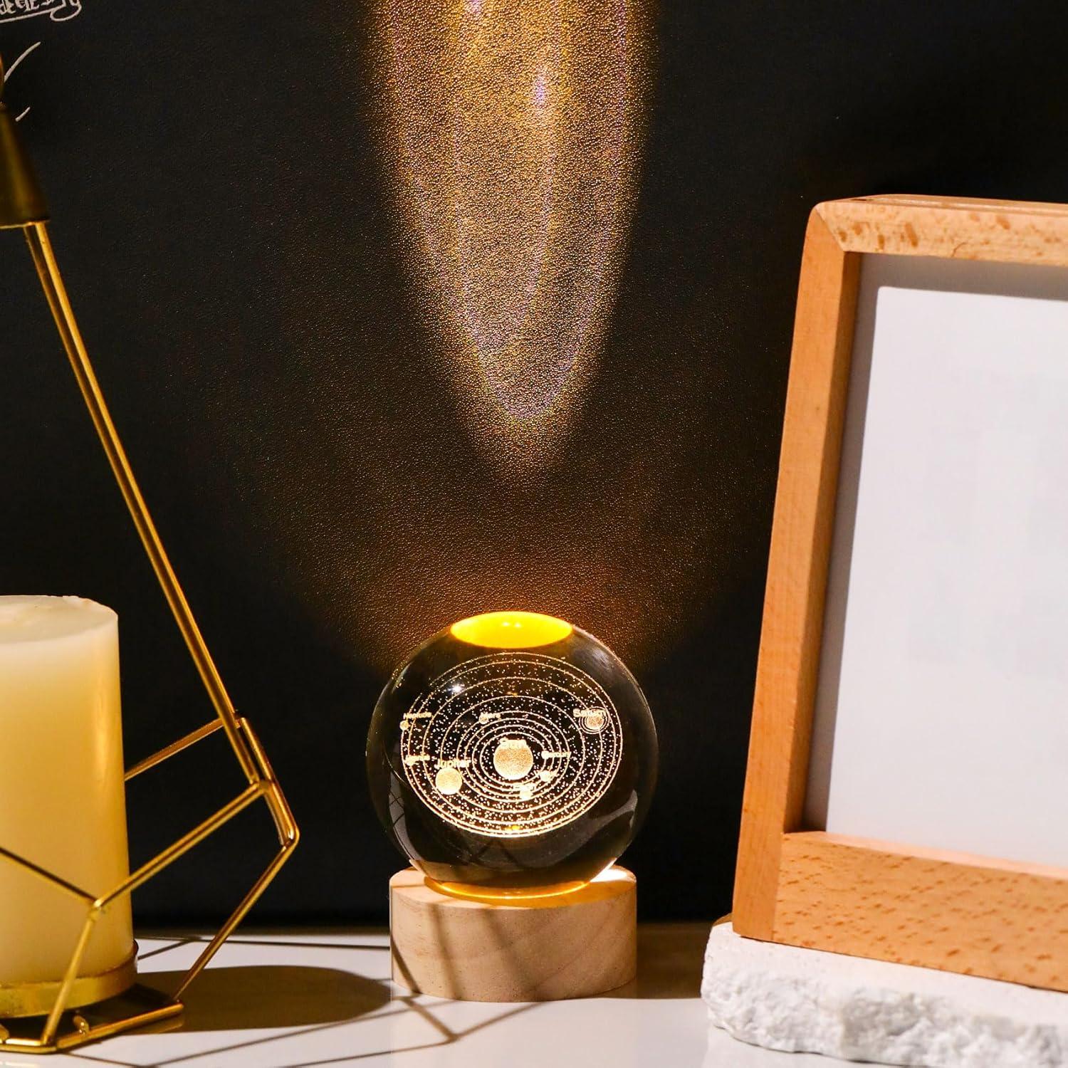 Luz Nocturna 3D Movdyka Sistema Solar Cristal K9 60mm