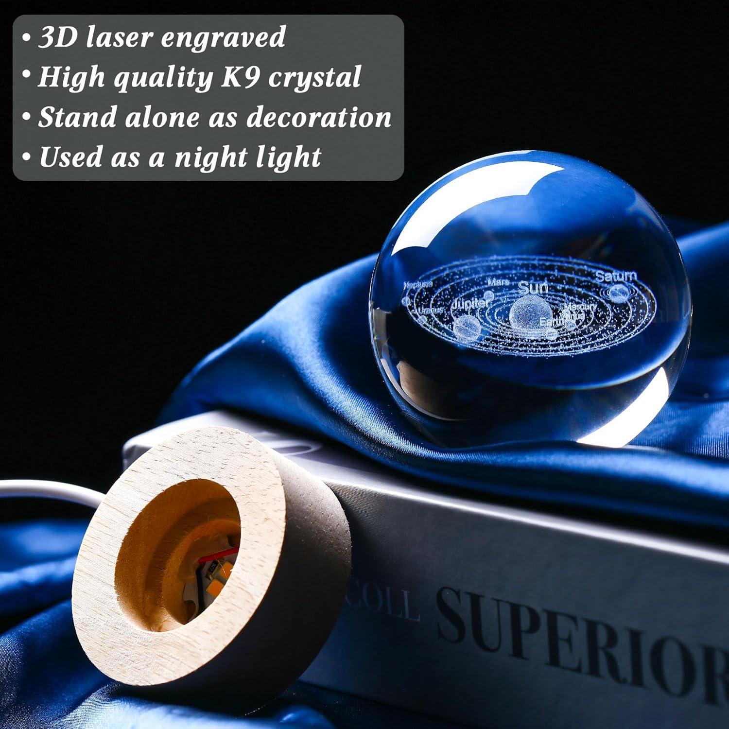 Luz Nocturna 3D Movdyka Sistema Solar Cristal K9 60mm