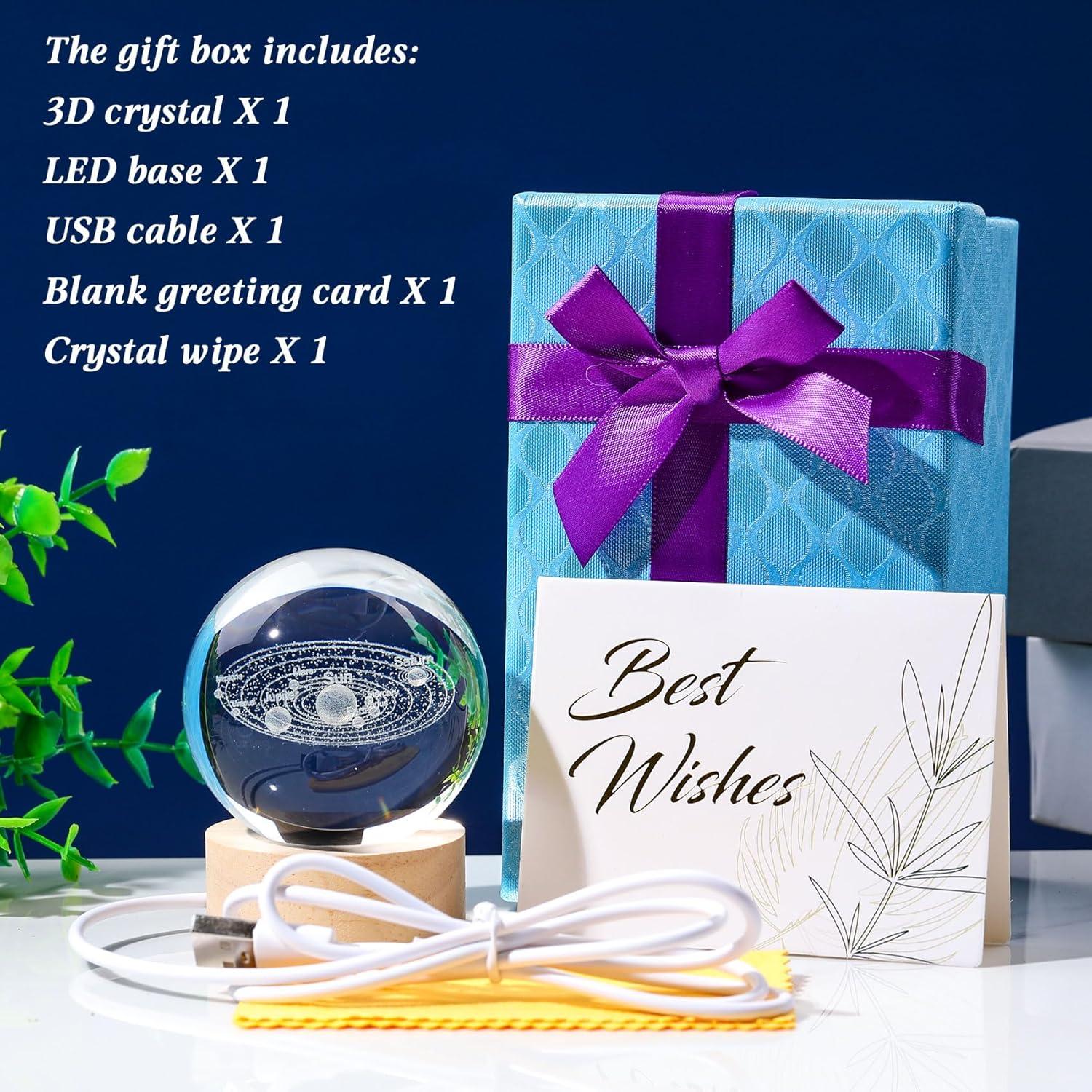 Luz Nocturna 3D Movdyka Sistema Solar Cristal K9 60mm