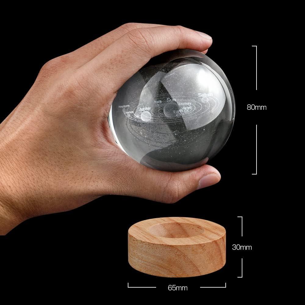 Lámpara de Noche 3D Huntalg Bola de Cristal 80mm LED 16 Colores