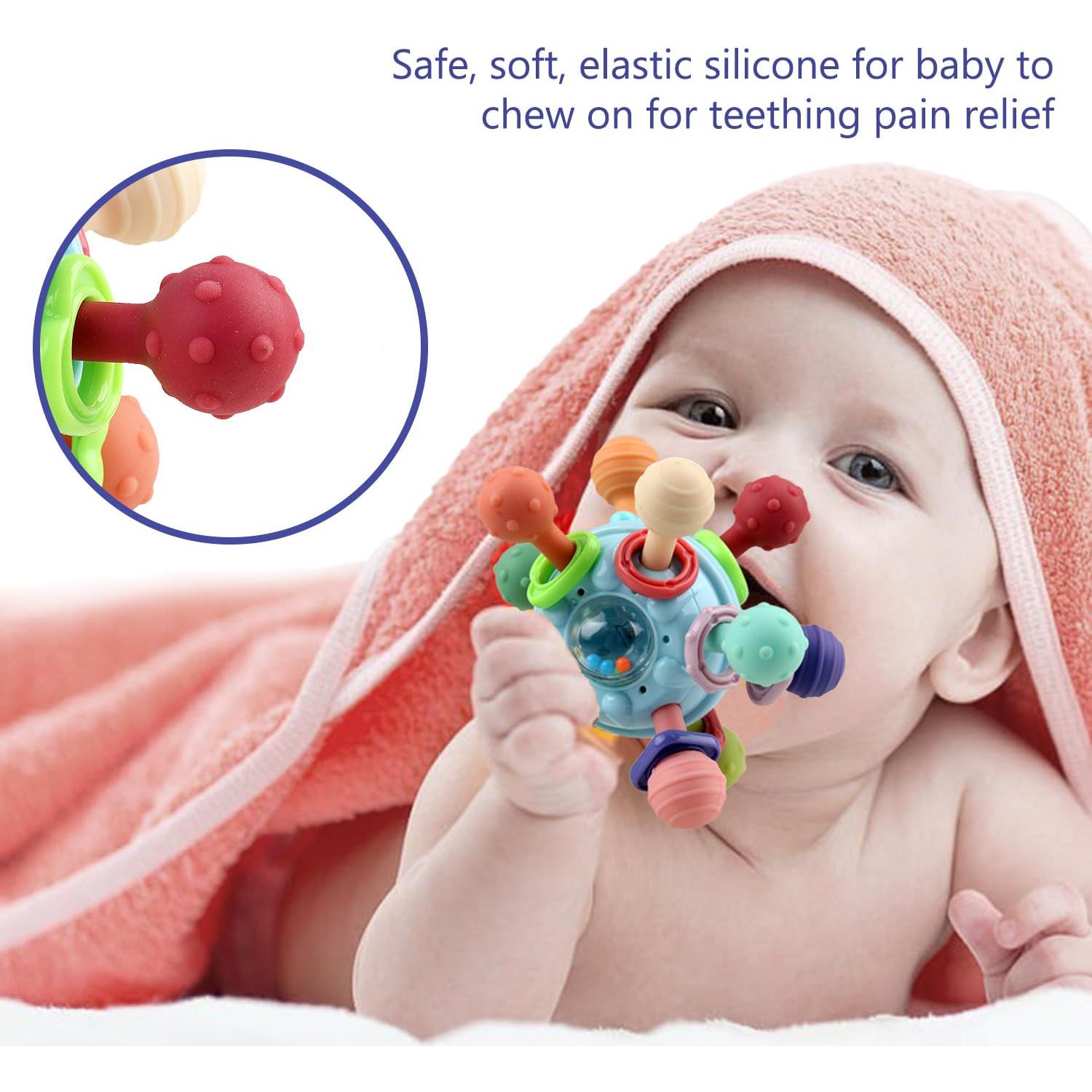 Juguete Sensorial Montessori Bebés Mordedor Azul 0-18 Meses