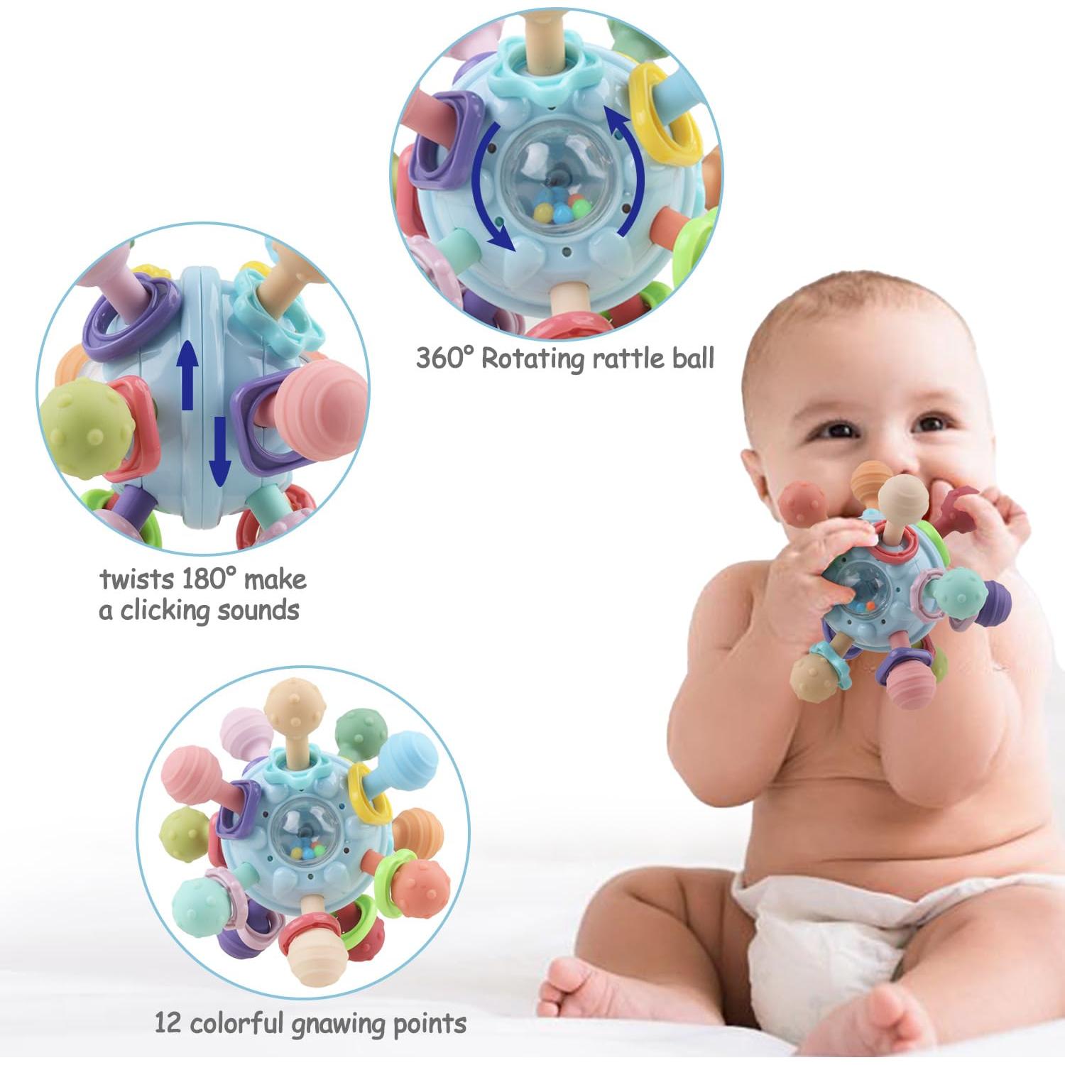 Juguete Sensorial Montessori Bebés Mordedor Azul 0-18 Meses