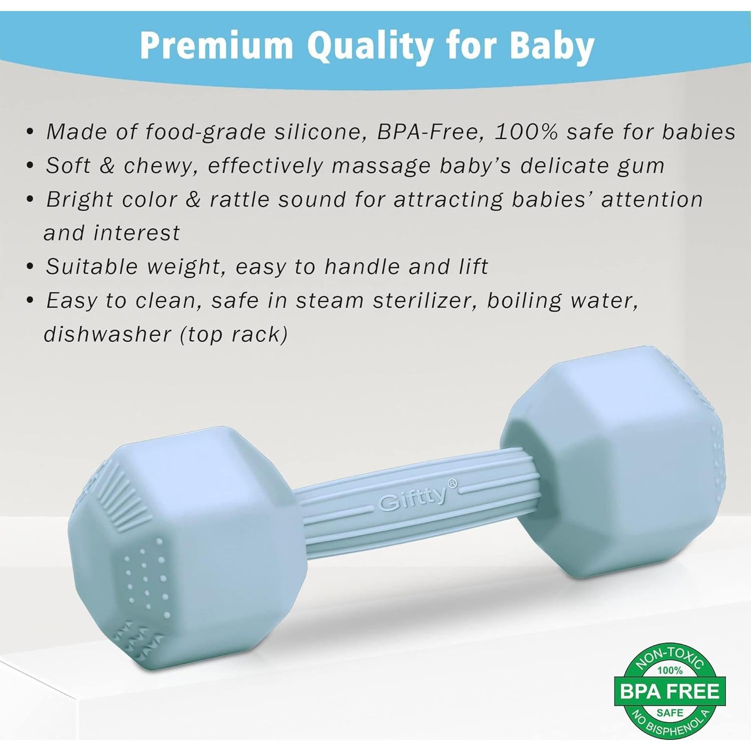 Mancuerna Sonajero de Silicona Giftty para Bebés - Negro