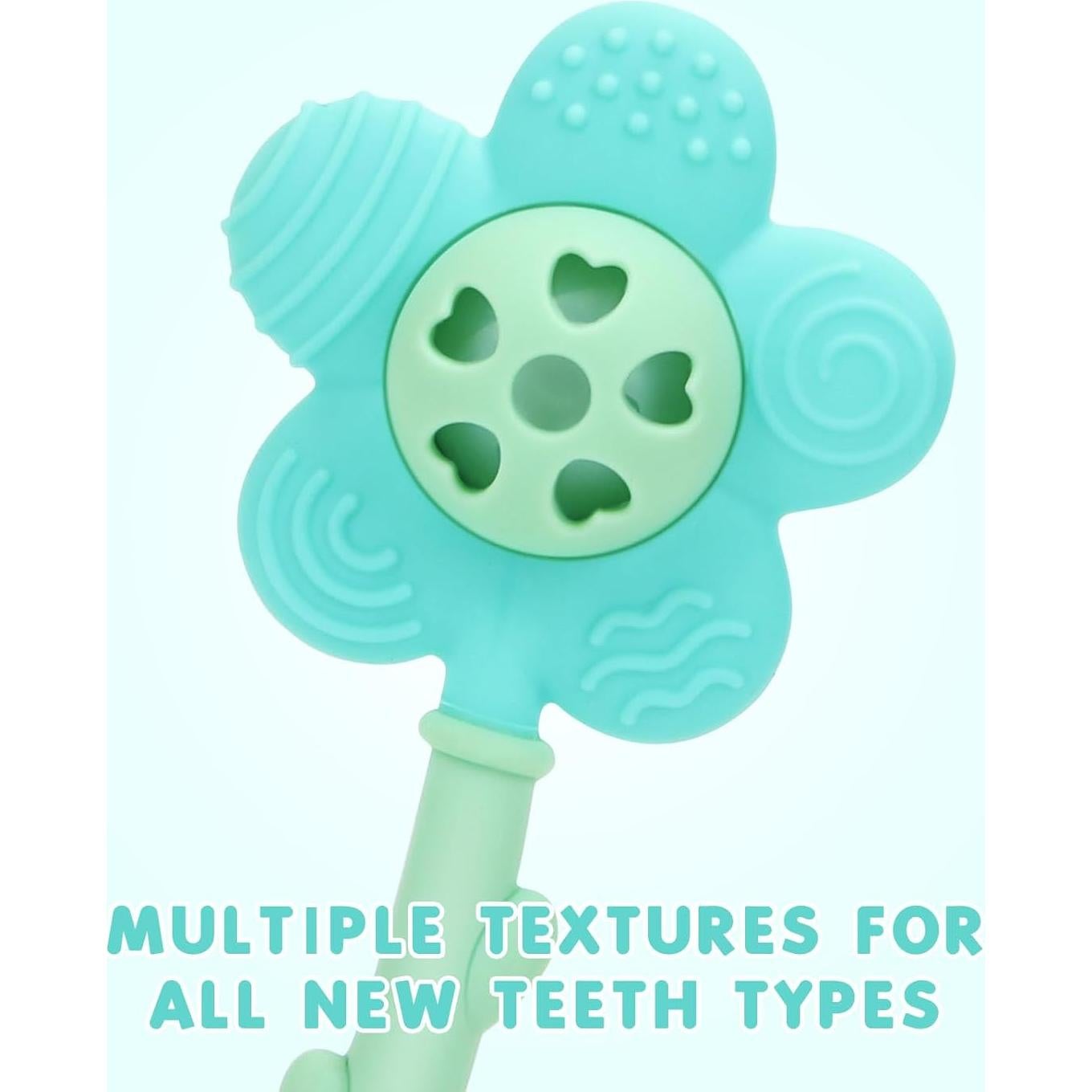 Mordedor y Sonajero 2-en-1 Joyfulia Sunnyflower Azul