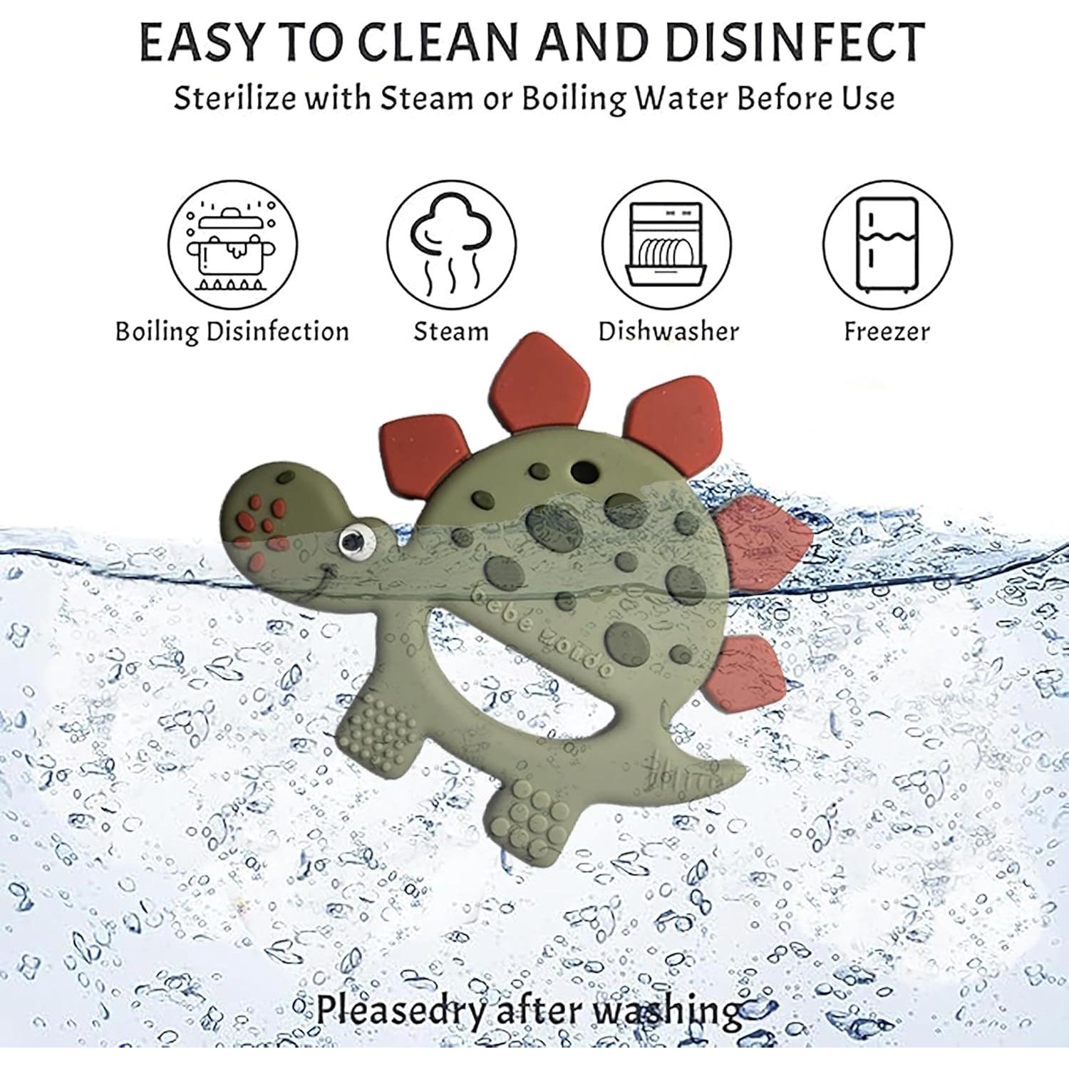 Mordedor de Silicona para Bebés 0-12 Meses Oliva con Clip