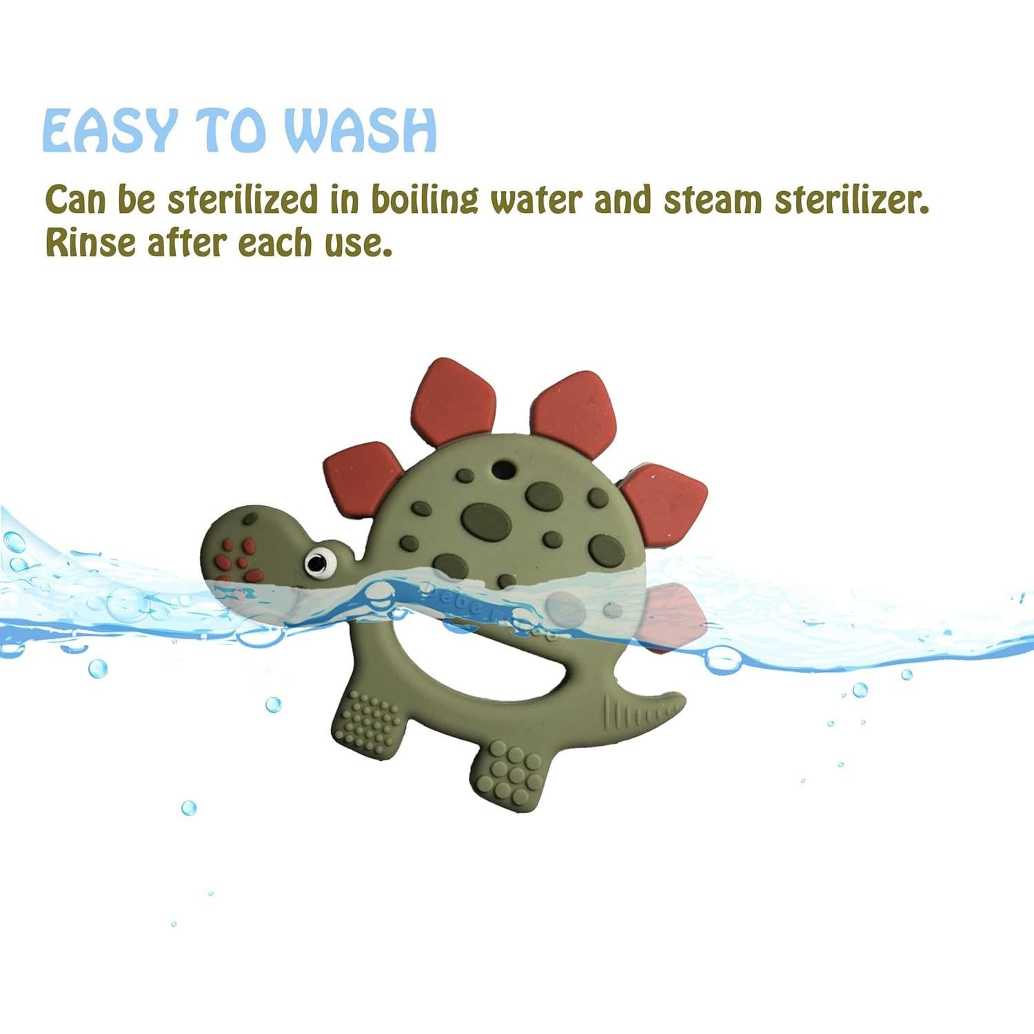 Mordedor de Silicona para Bebés 0-12 Meses Oliva con Clip