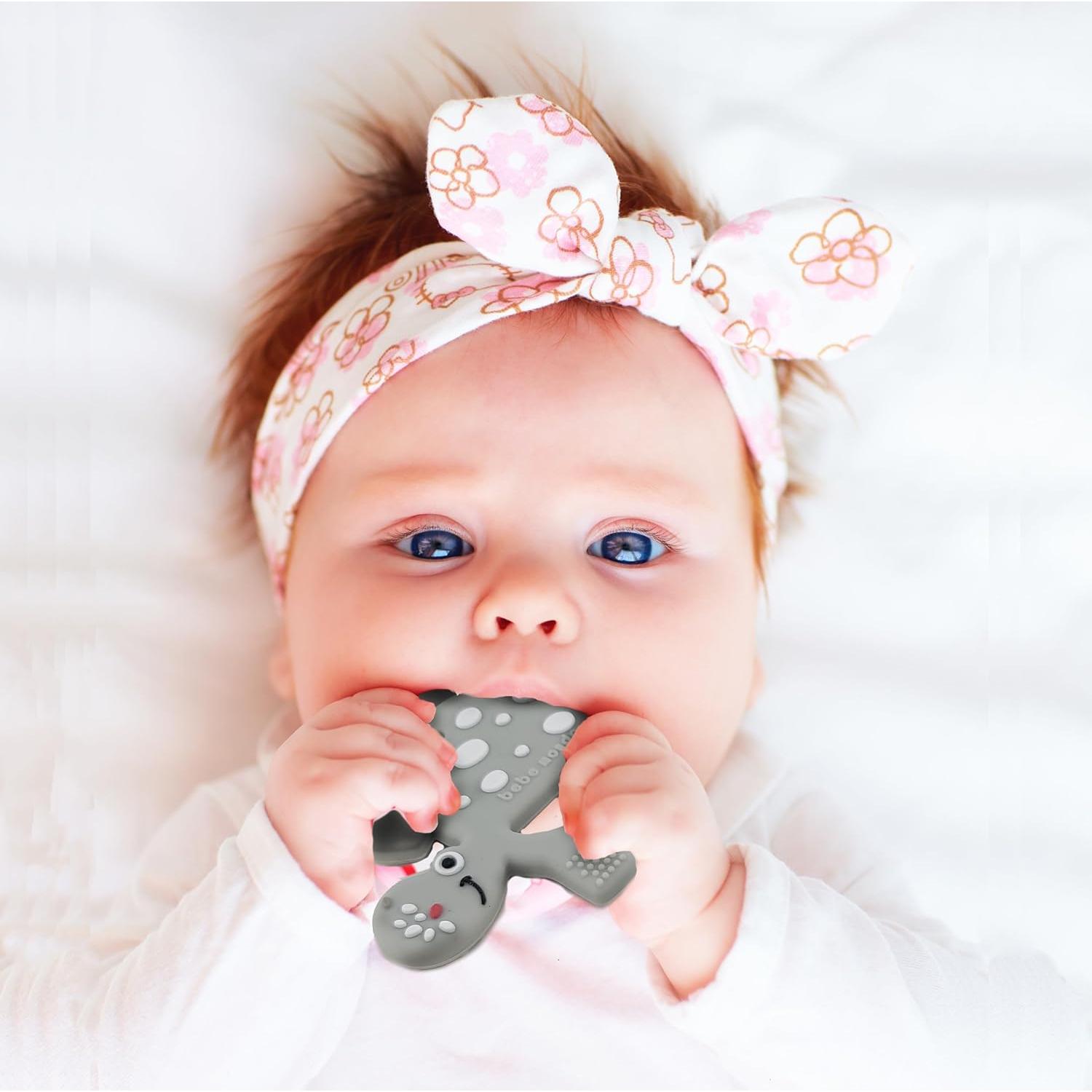 Mordedor de Silicona para Bebés 0-12 Meses Oliva con Clip