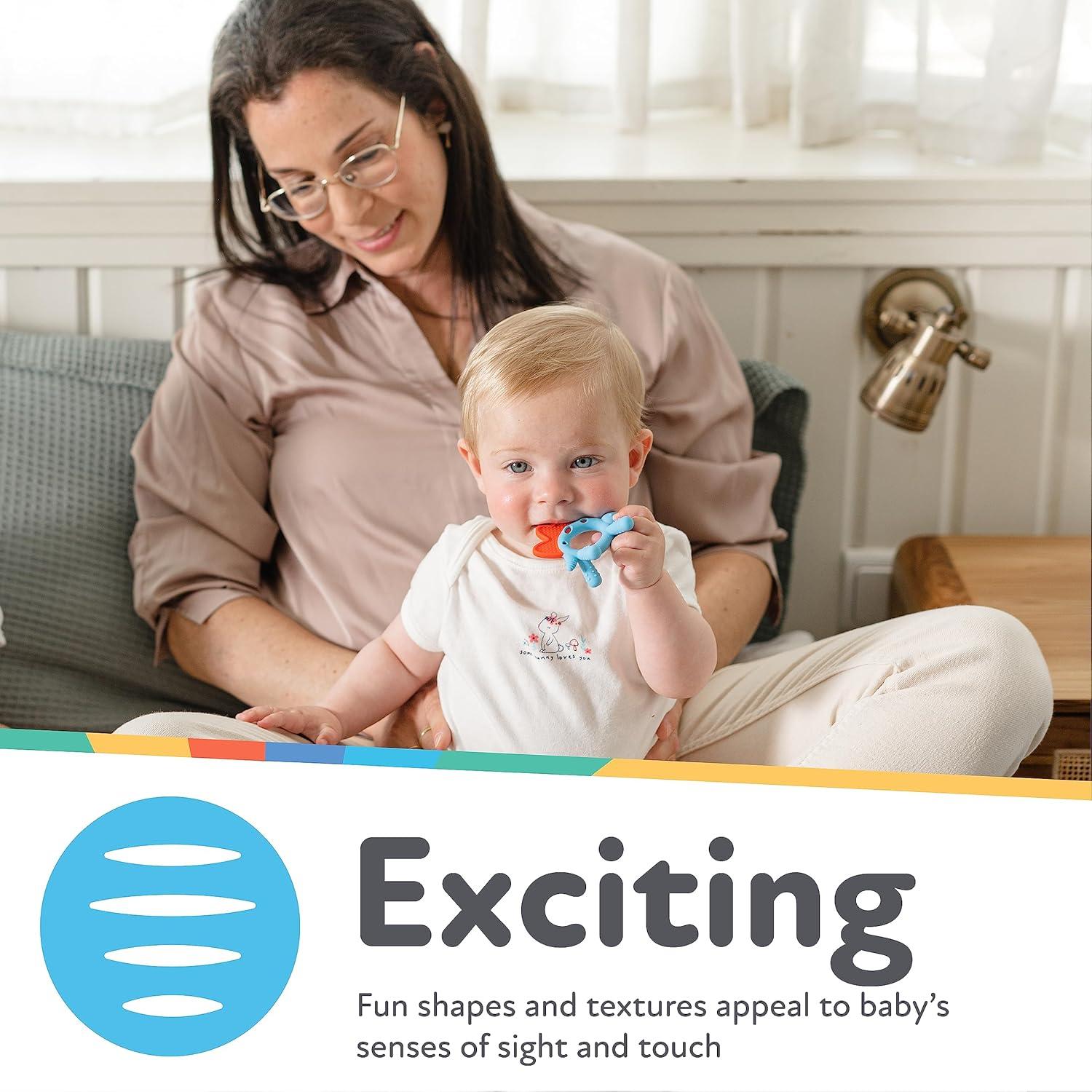 Nuby Geo Zoos Dino - Masajeador de Encías para Bebés 3+ Meses