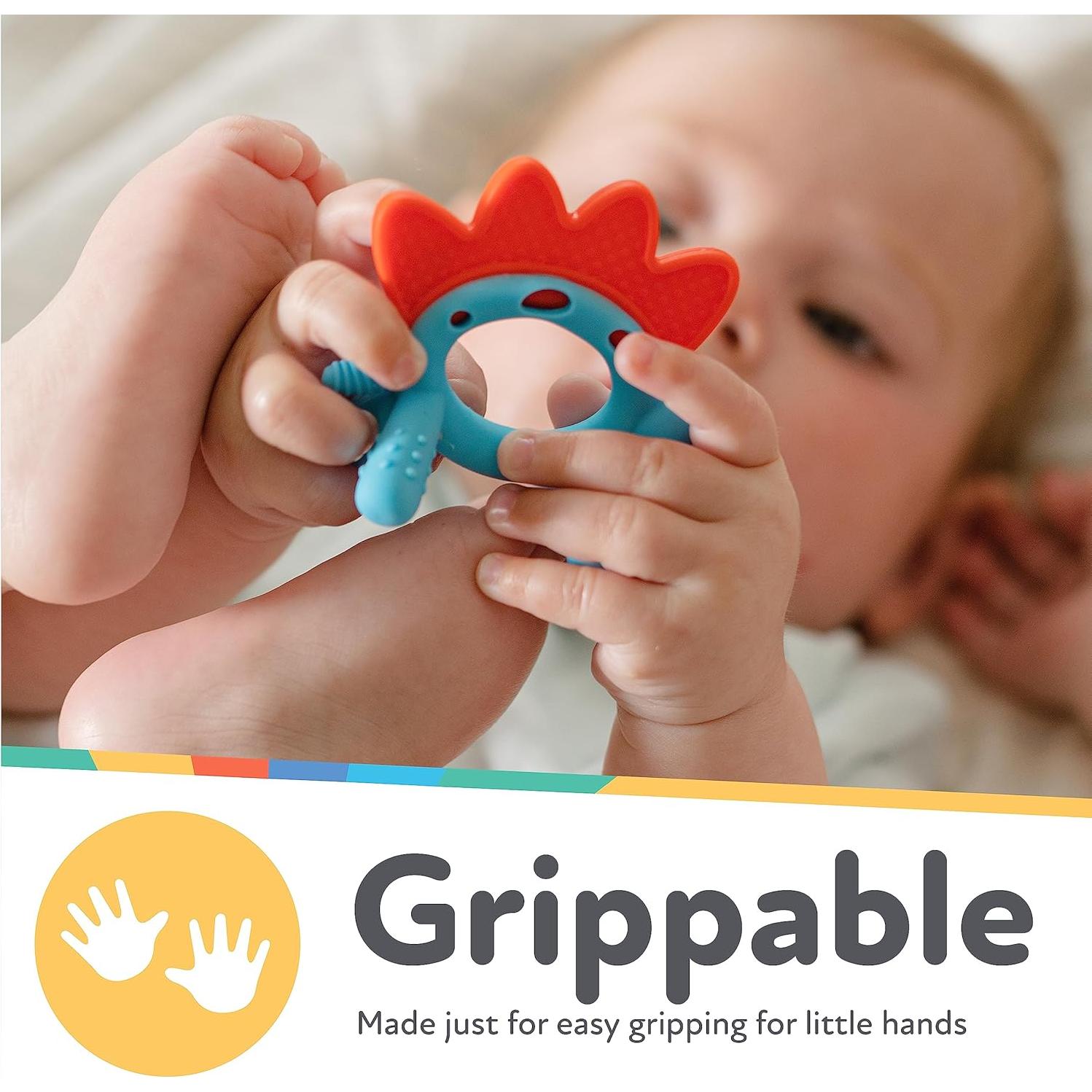 Nuby Geo Zoos Dino - Masajeador de Encías para Bebés 3+ Meses