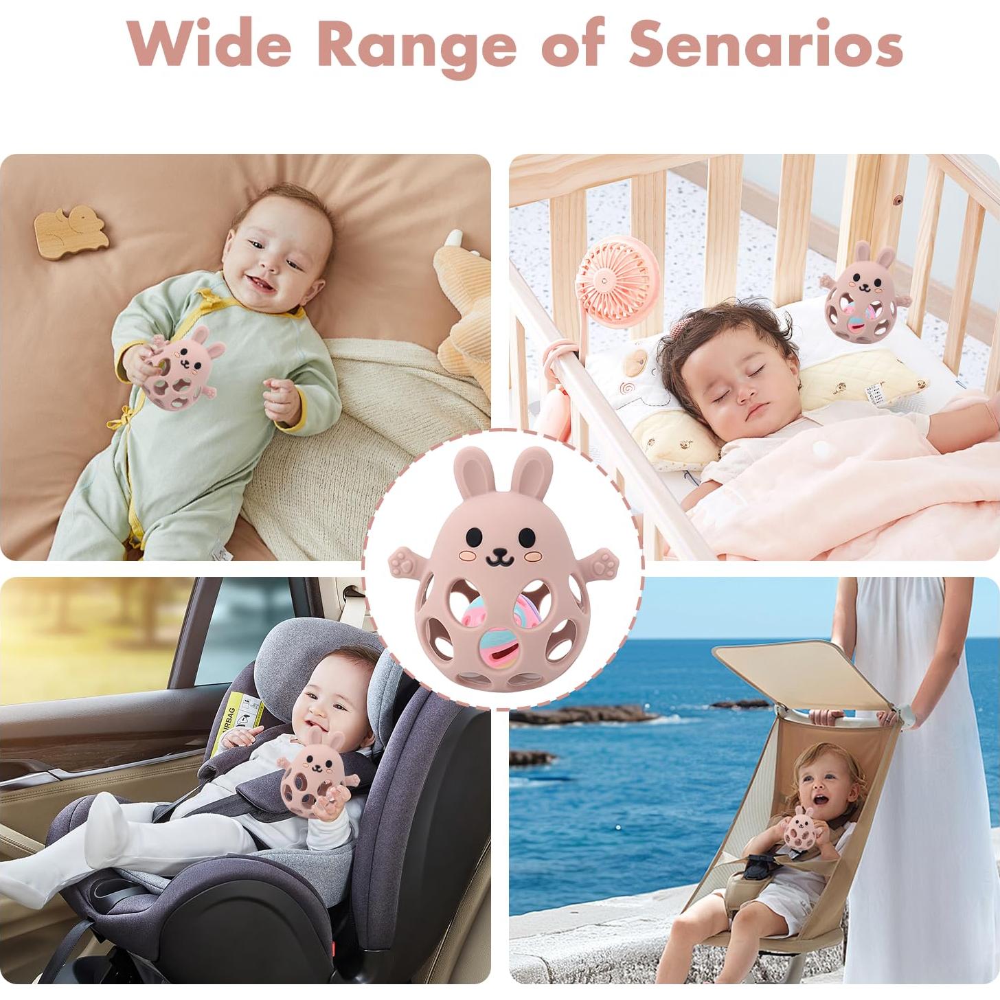 Mordedor de Silicona para Bebés Sichy - Conejo Rosa 0-6 Meses