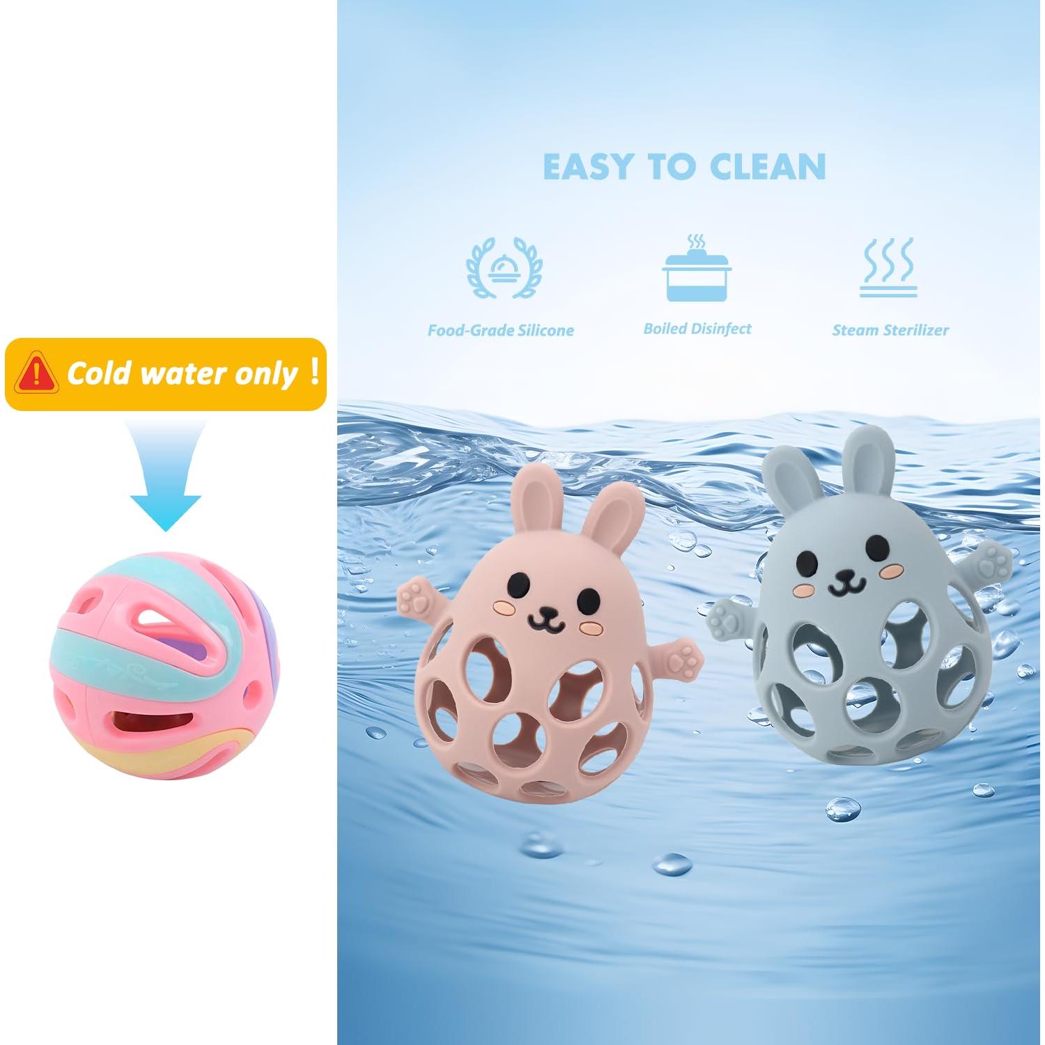 Mordedor de Silicona para Bebés Sichy - Conejo Rosa 0-6 Meses