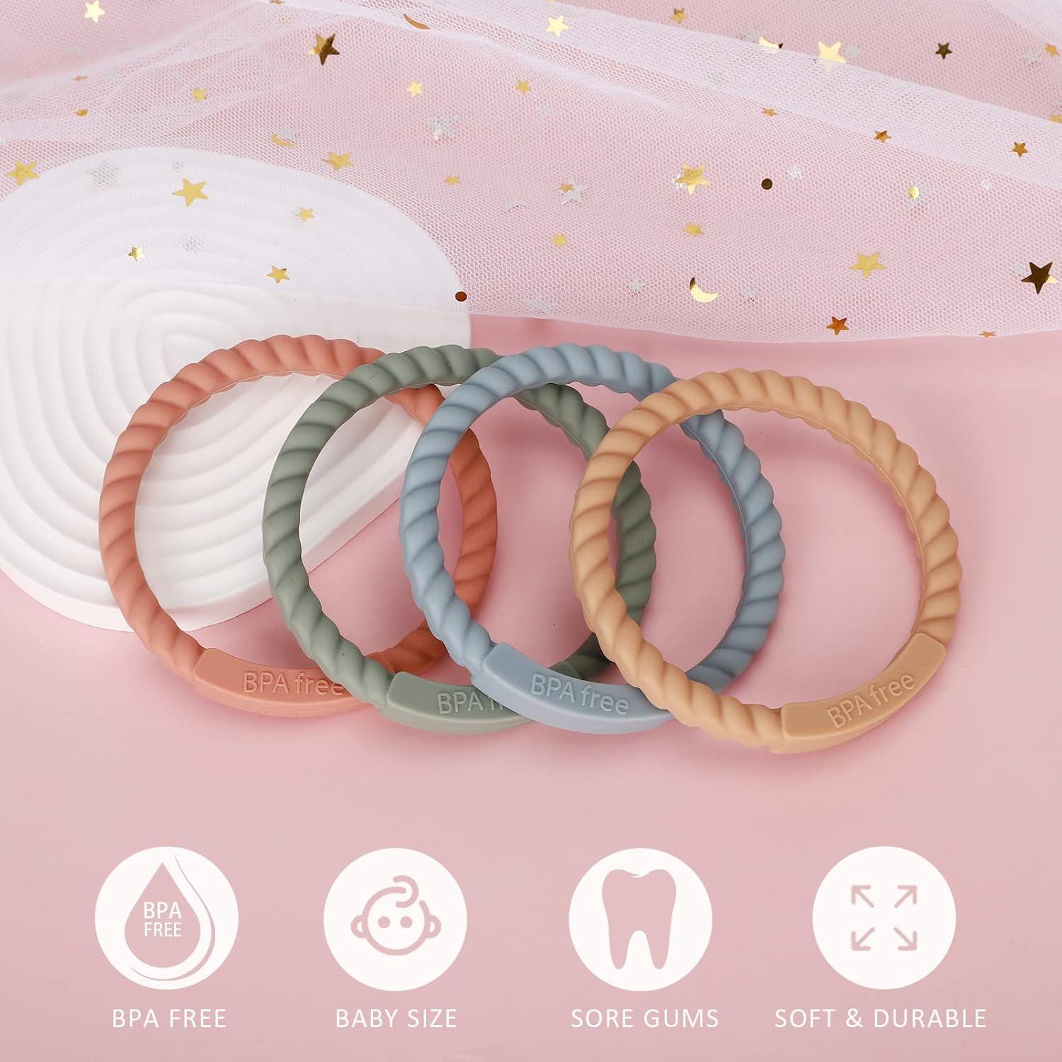 Mordedores de Silicona Socub para Bebés - Paquete de 4 Colores