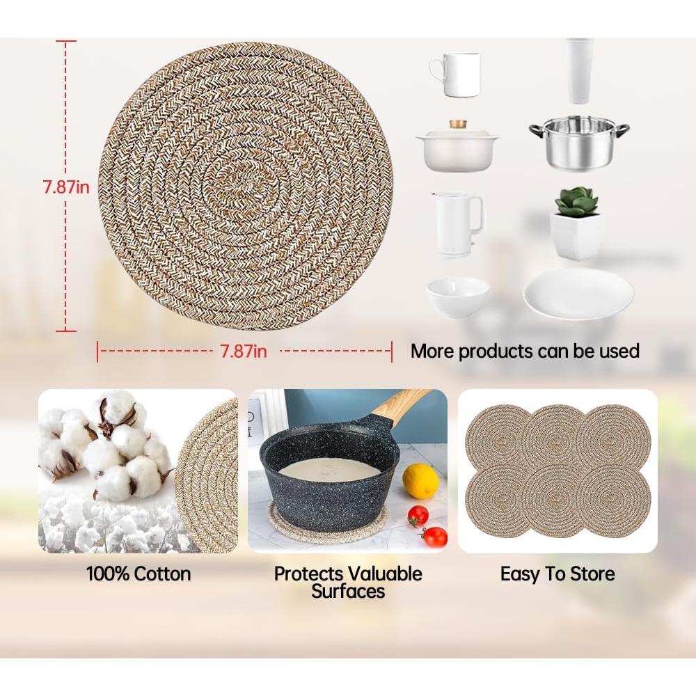 Juego de Posavasos de Algodón Garkup 20 cm - 12 Piezas