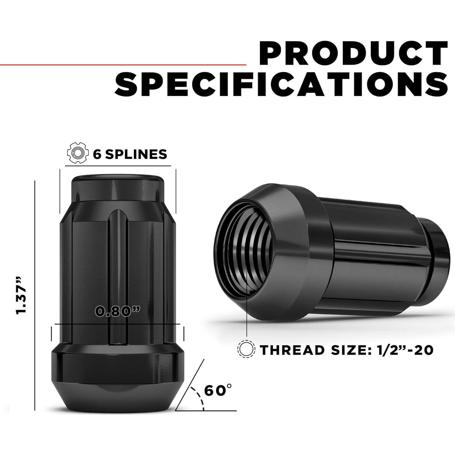 Tuerca de Rueda Caballero Blanco 3804BK-20AM 20 Piezas 34.8mm