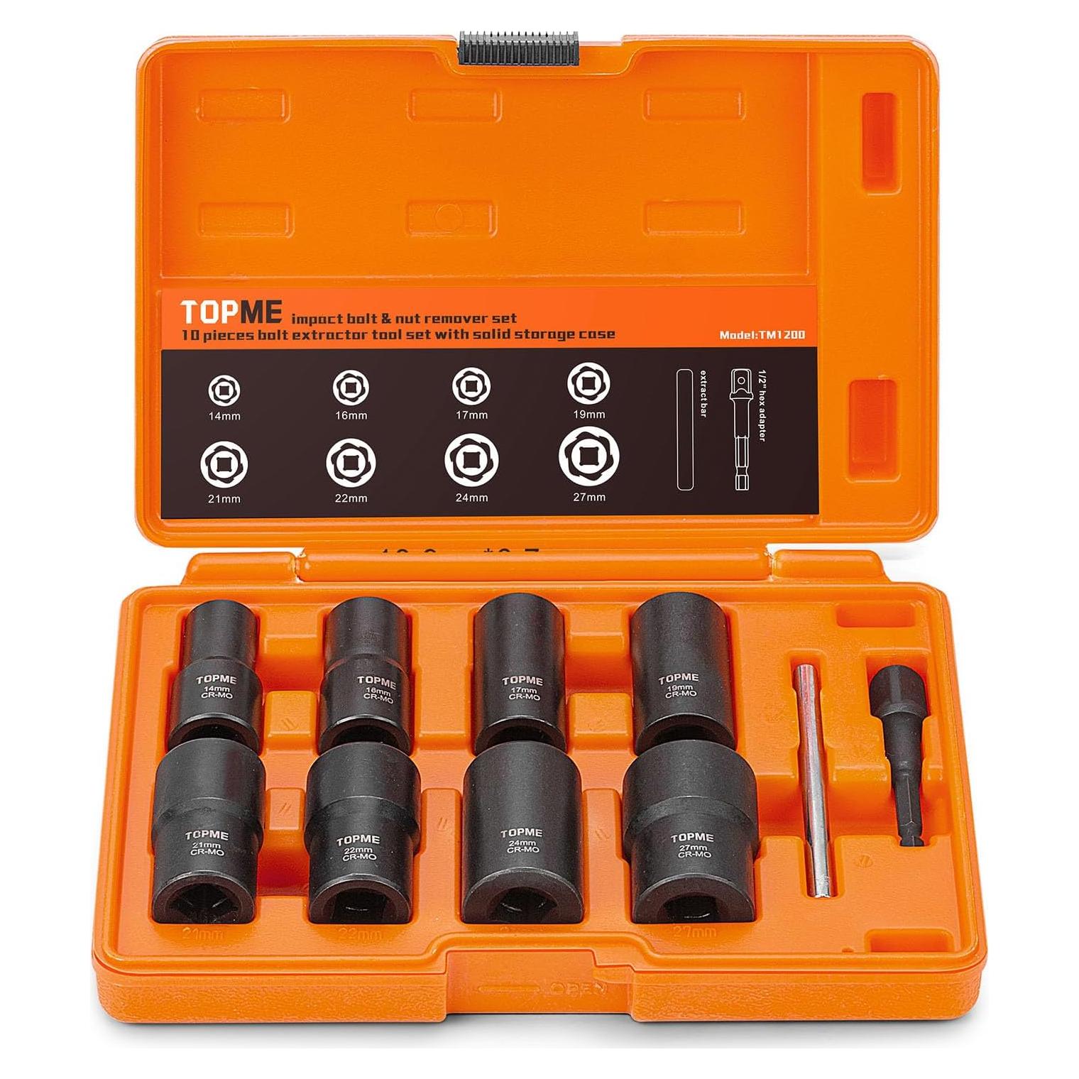 Juego de Extractores de Tuercas de Rueda TOPME 10 Piezas 1/2"