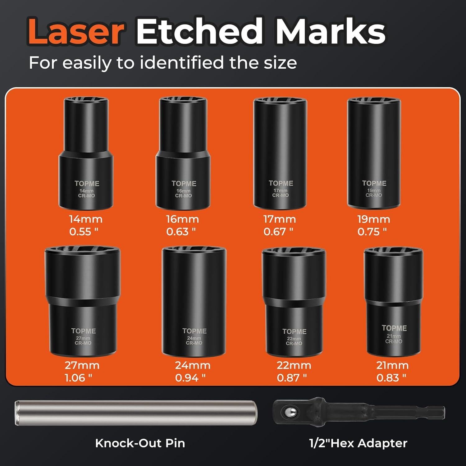 Juego de Extractores de Tuercas de Rueda TOPME 10 Piezas 1/2"