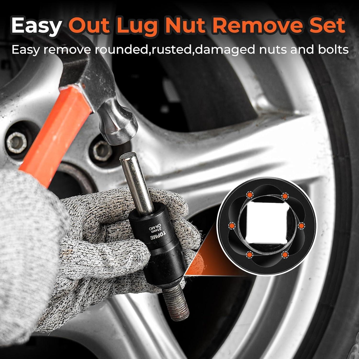 Juego de Extractores de Tuercas de Rueda TOPME 10 Piezas 1/2"