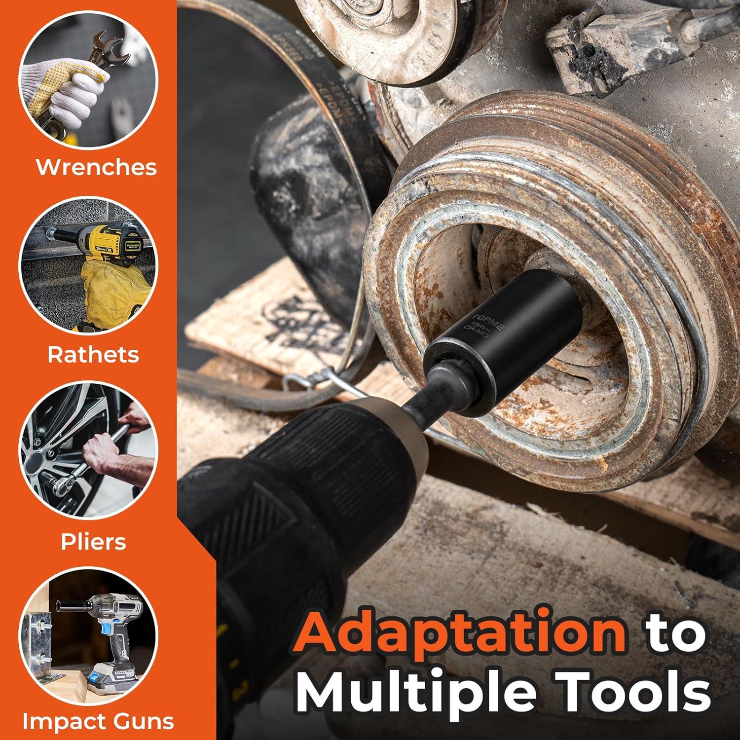 Juego de Extractores de Tuercas de Rueda TOPME 10 Piezas 1/2"