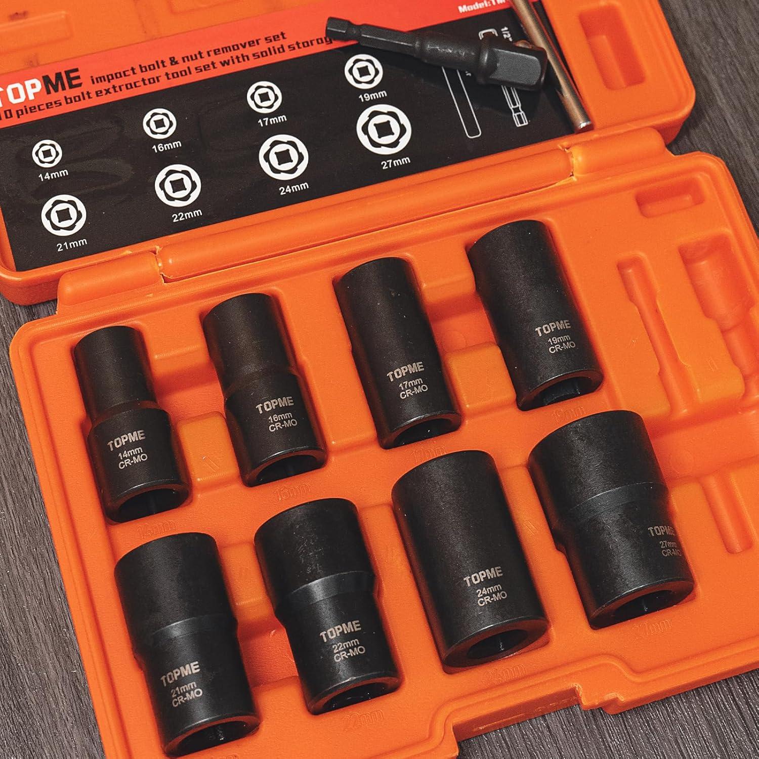 Juego de Extractores de Tuercas de Rueda TOPME 10 Piezas 1/2"