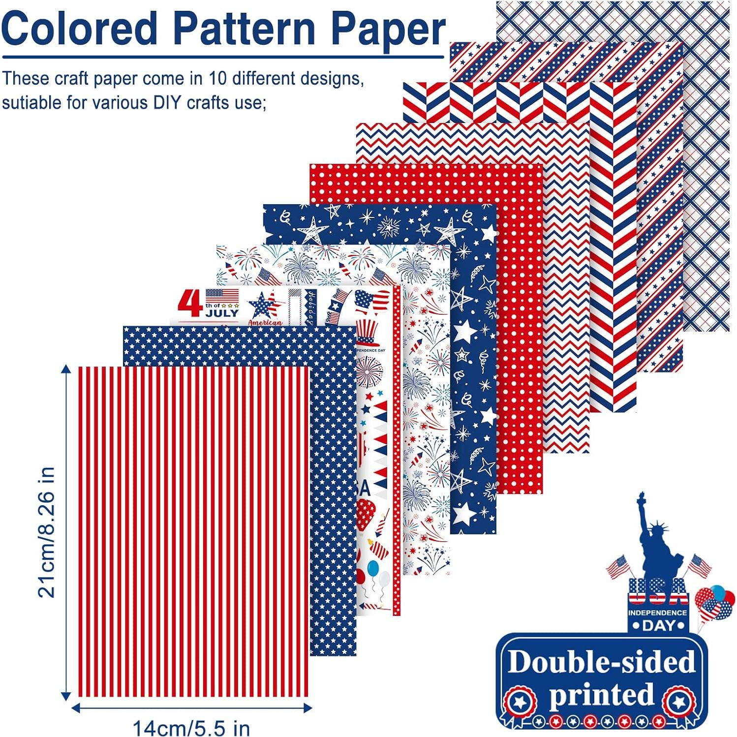 Conjunto de Papel Patrón 4 de Julio Morcheiong 60 Hojas A5