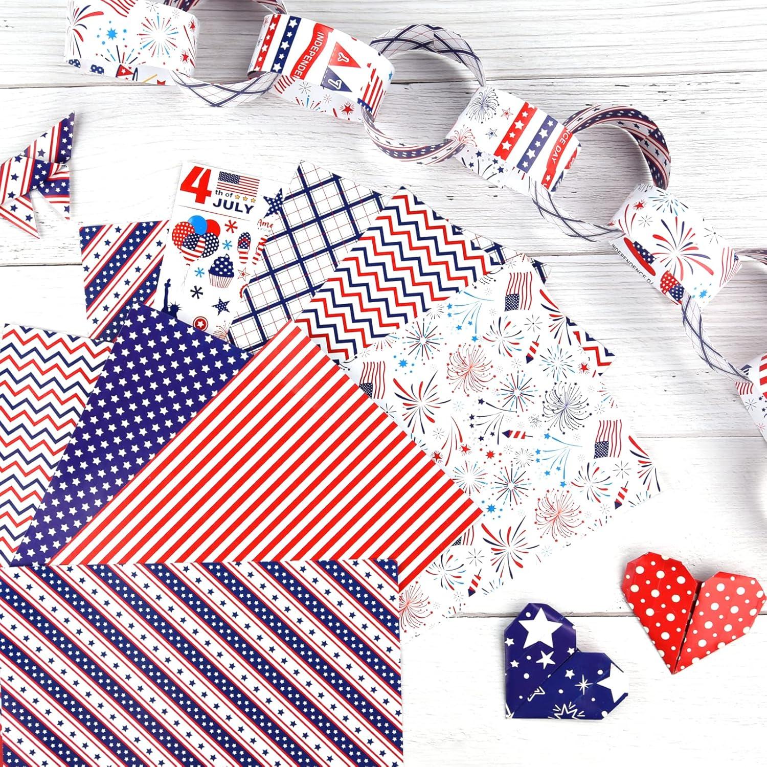 Conjunto de Papel Patrón 4 de Julio Morcheiong 60 Hojas A5