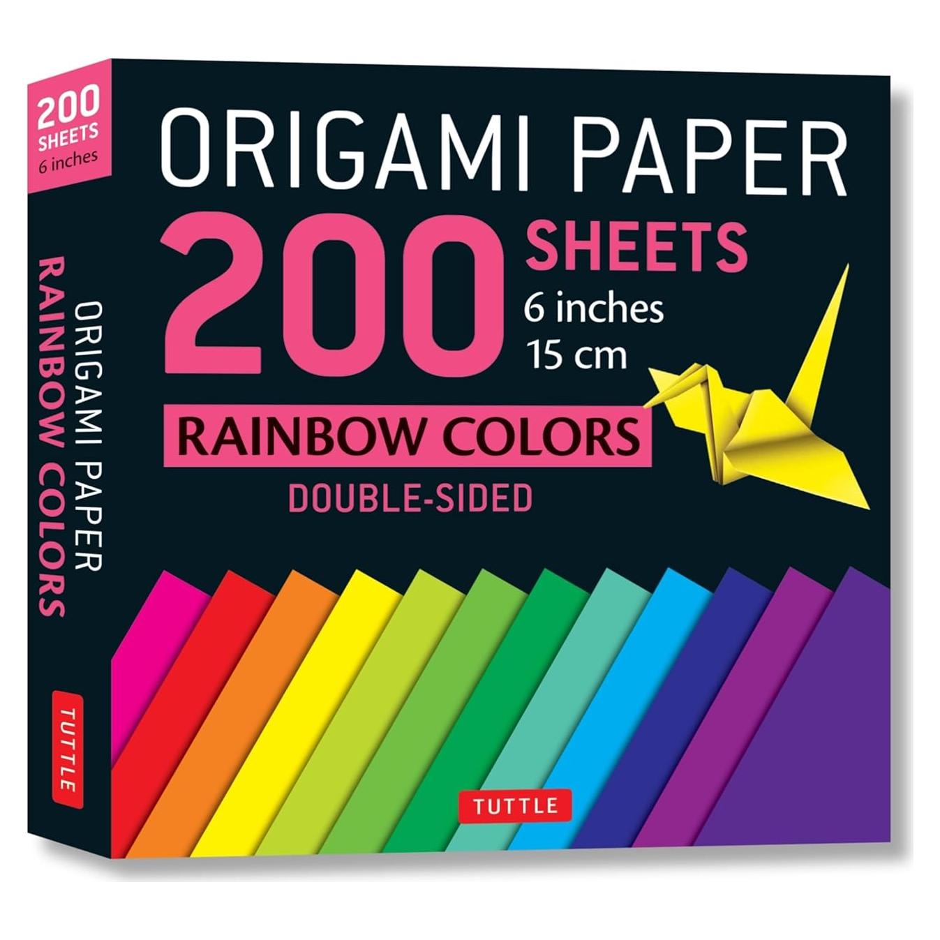 Origami Paper 200 sheets Rainbow Colors 6" (15 cm): Tuttle Origami Paper: Double Sided Origami Sheets Printed with 12 Different Color Combinations (Instructions for 6 Projects Included)