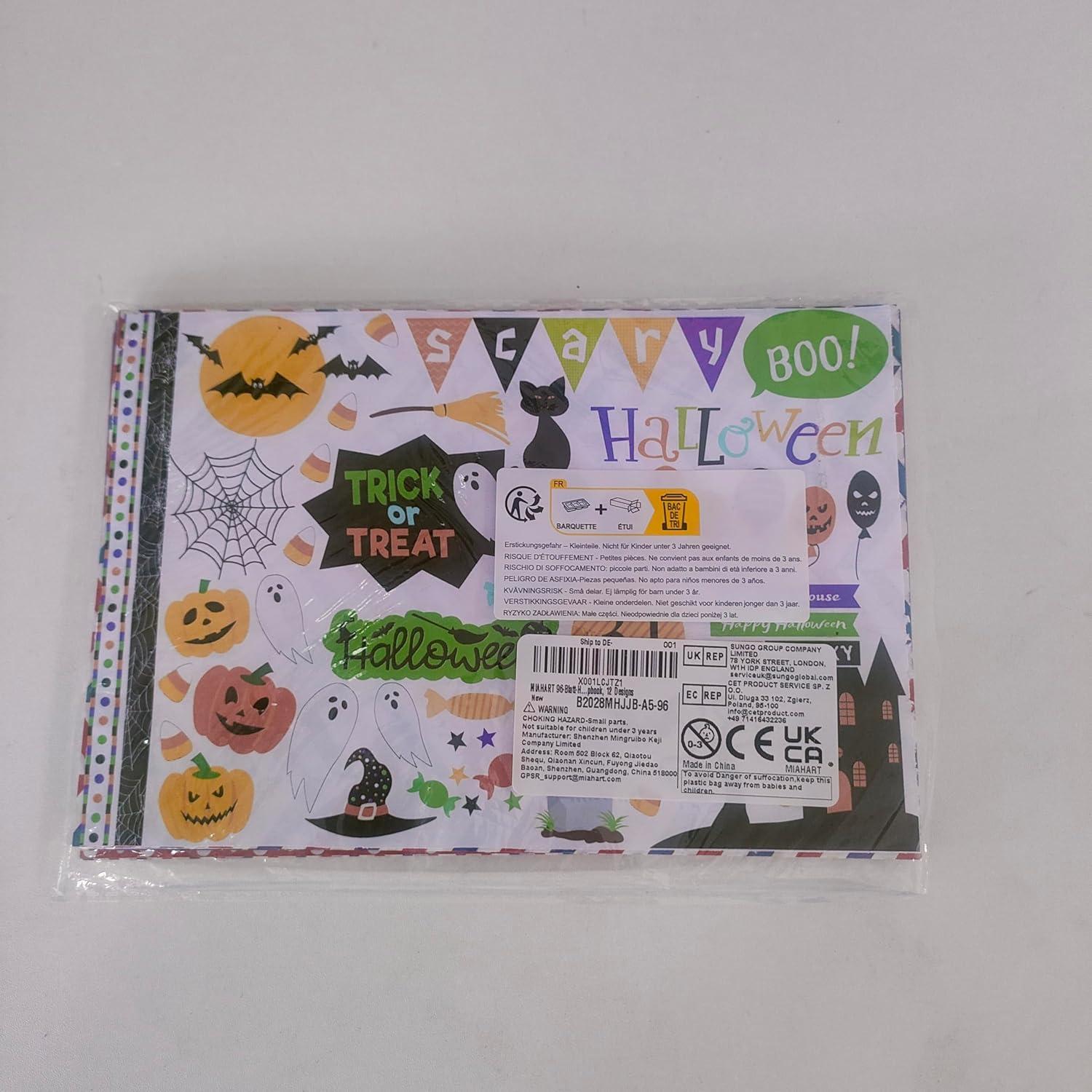 Conjunto de Papel de Patrón Halloween MIAHART 96 Hojas A5