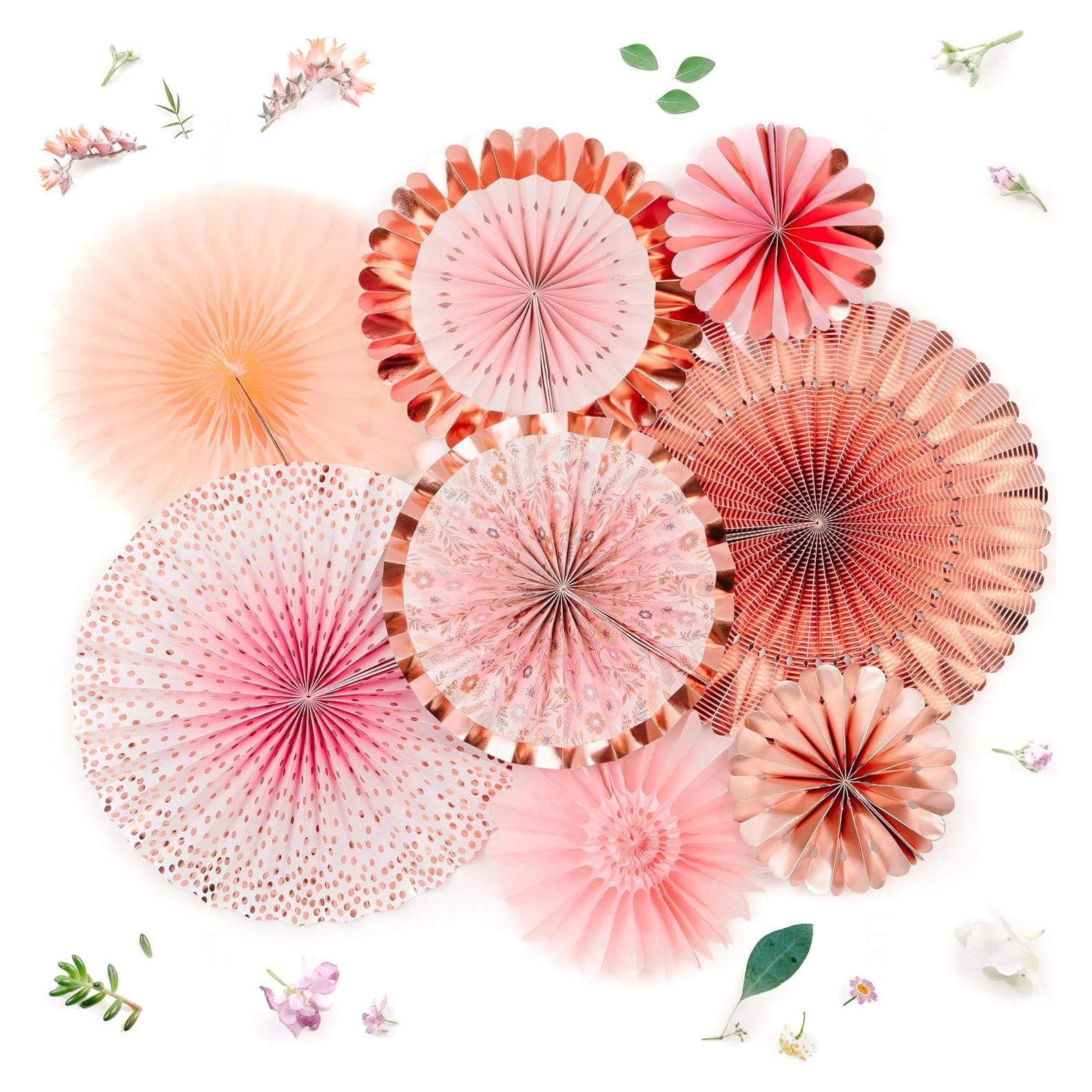 Juego de Decoración de Pared Origami PapaKit 8 Piezas Coral Rosa