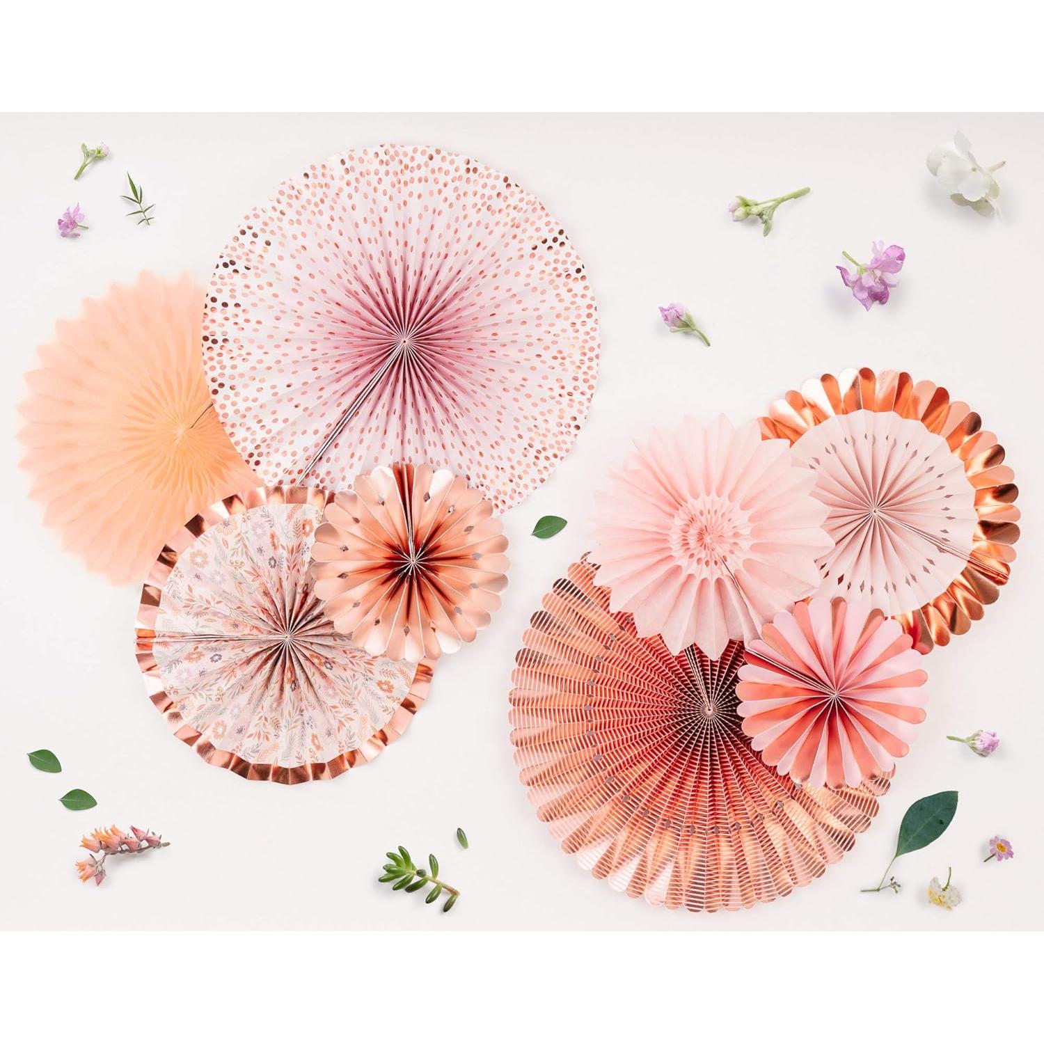 Juego de Decoración de Pared Origami PapaKit 8 Piezas Coral Rosa