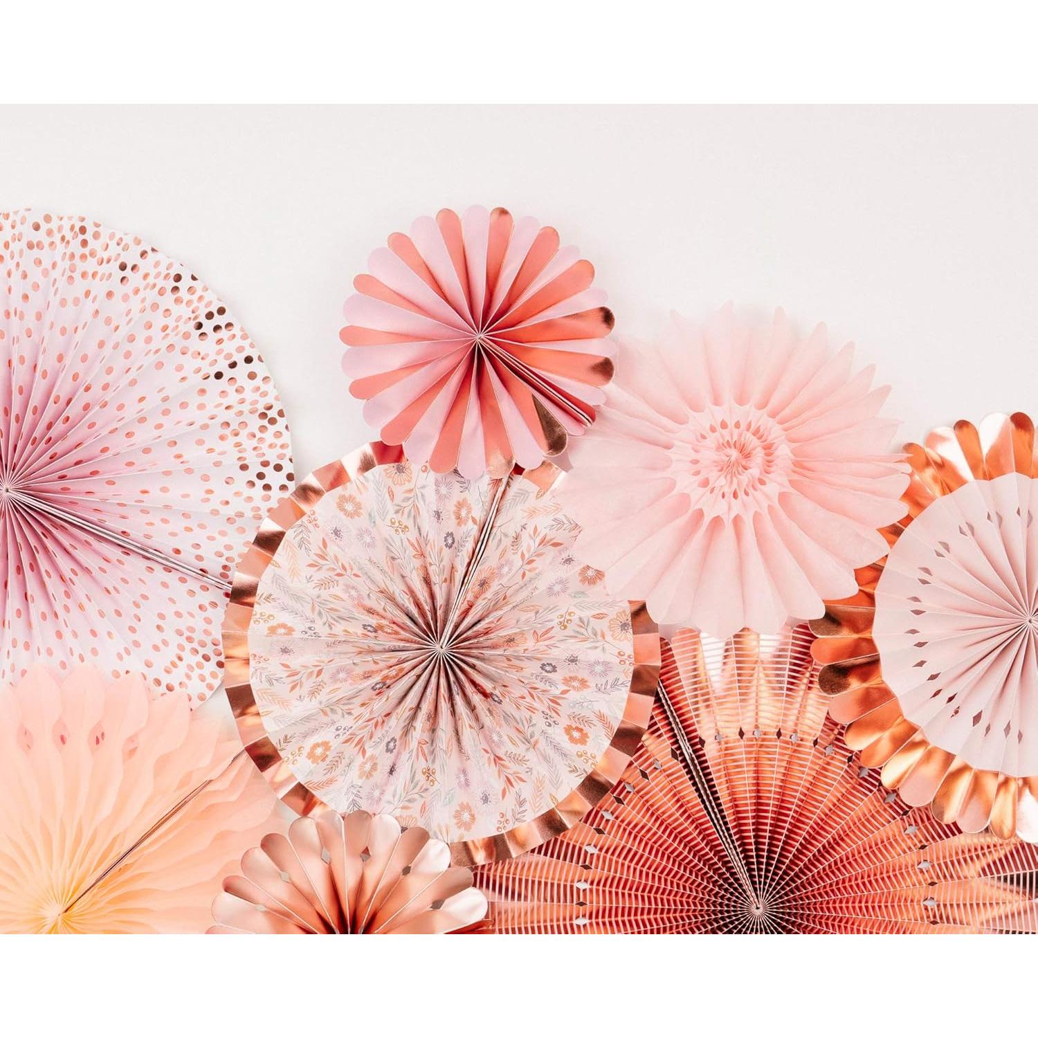 Juego de Decoración de Pared Origami PapaKit 8 Piezas Coral Rosa