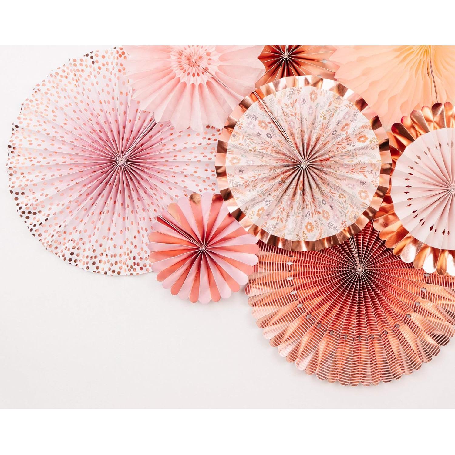 Juego de Decoración de Pared Origami PapaKit 8 Piezas Coral Rosa