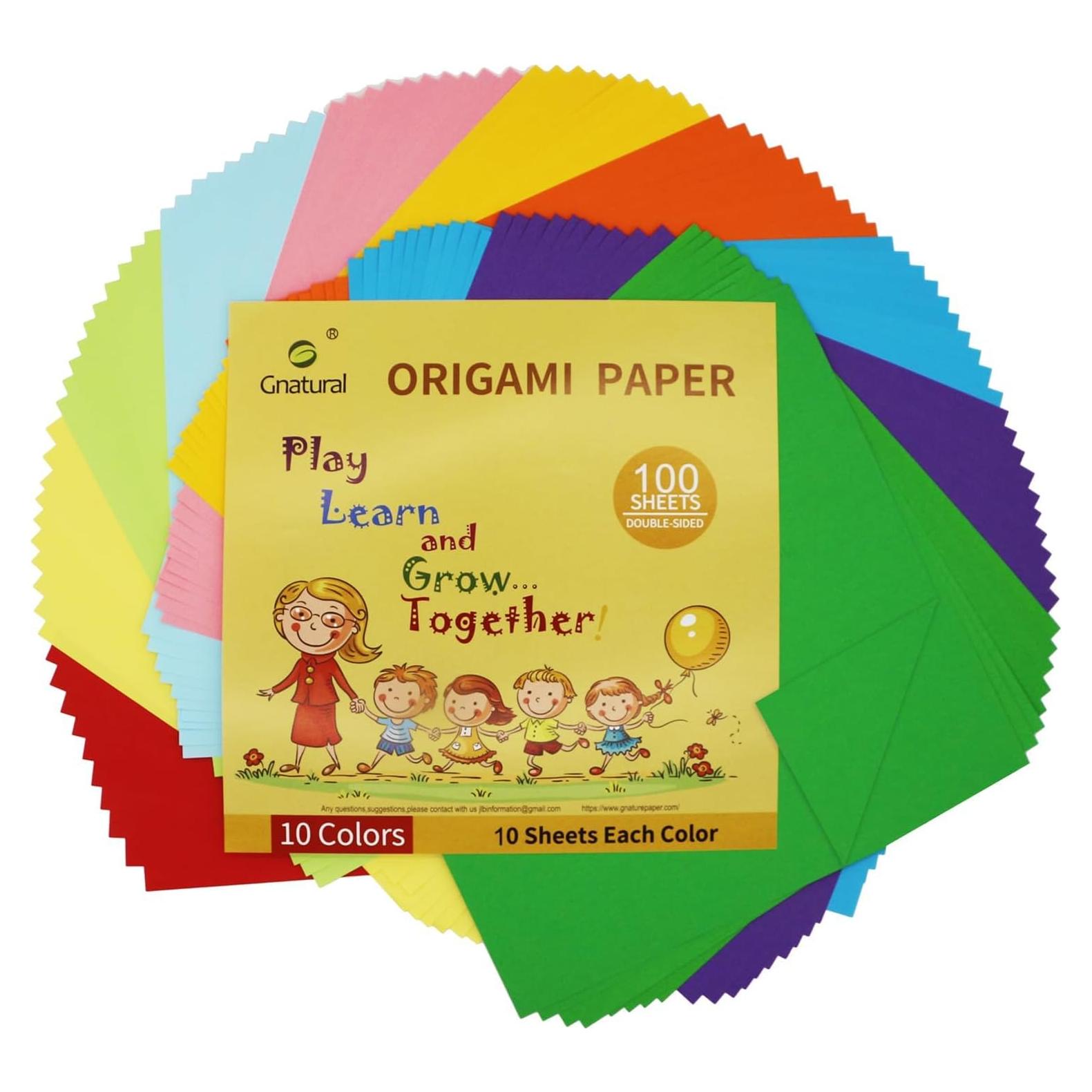 Papel de Origami Gnatural 100 Hojas 25.4x25.4cm 10 Colores