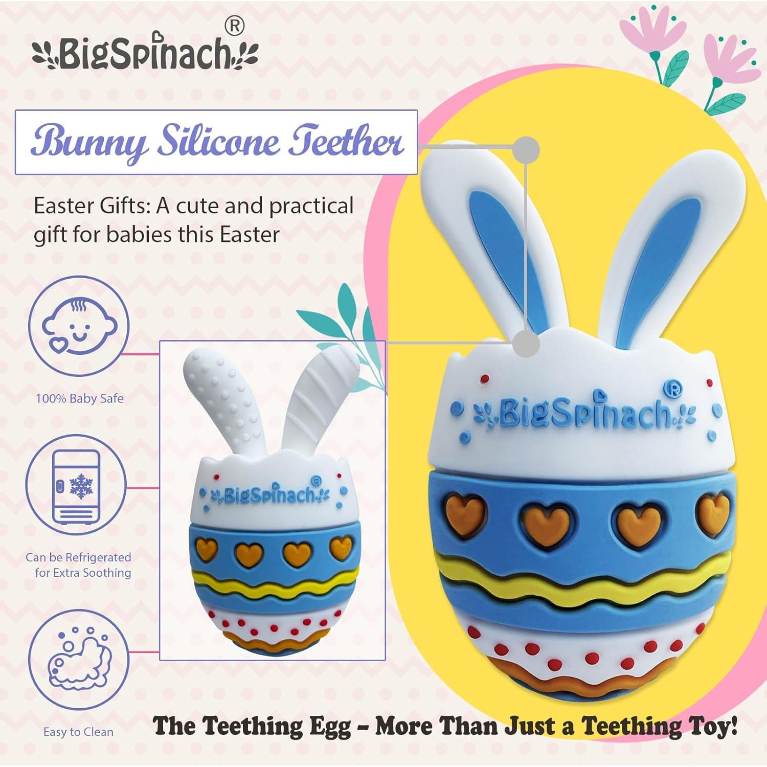 Chupete de Silicona Conejo Azul para Bebé - Alivio Dentición