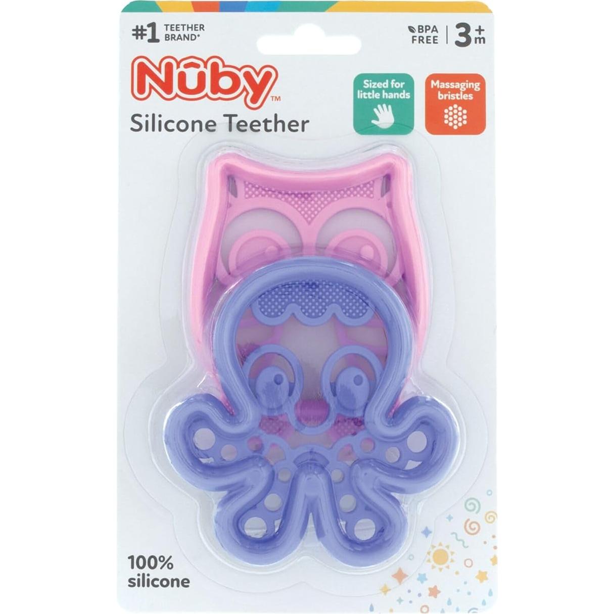 Mordedor de Silicona Nuby para Bebés 3+ Meses - Búho y Pulpo