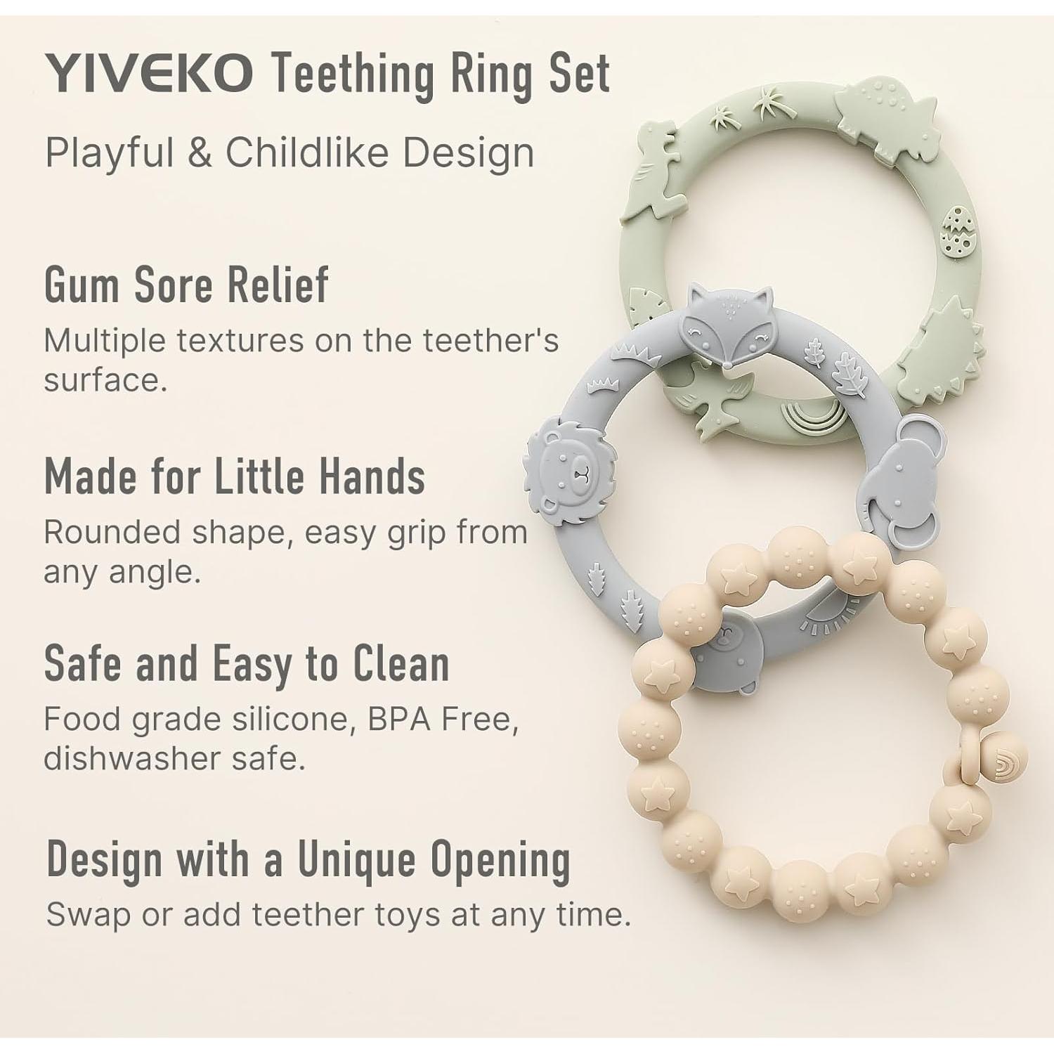 Anillos de Dentición de Silicona YIVEKO - Paquete de 3 Colores