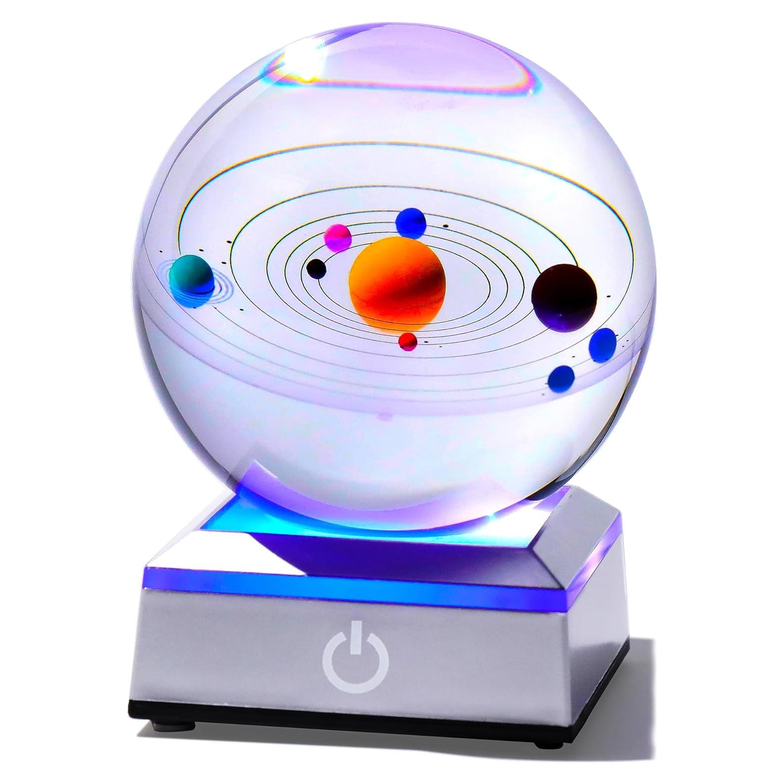 Bola de Cristal Solar 8cm Ornalrist con Base LED Multicolor