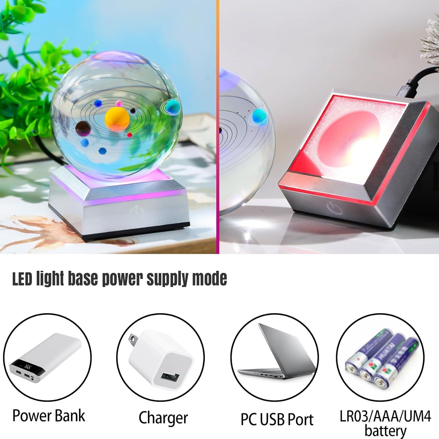 Bola de Cristal Solar 8cm Ornalrist con Base LED Multicolor