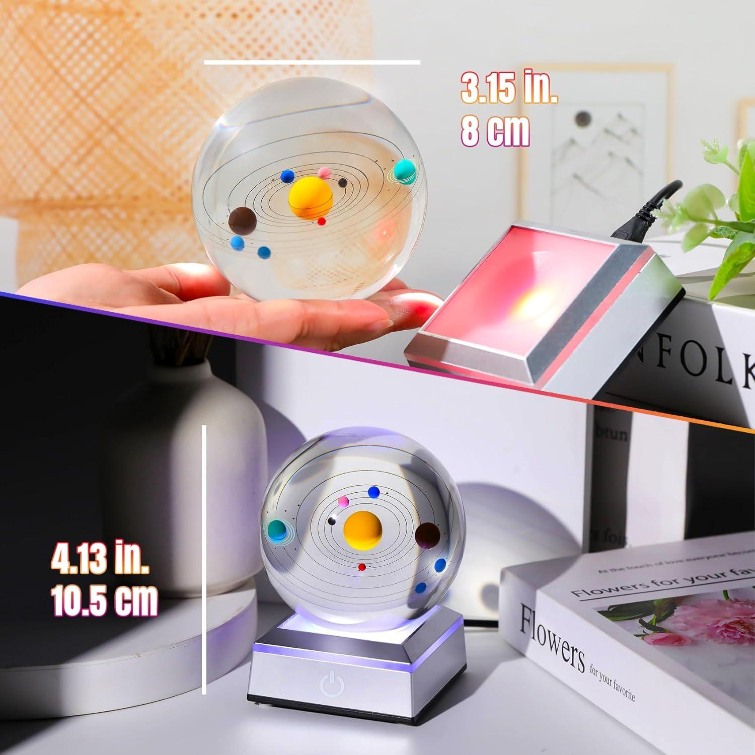 Bola de Cristal Solar 8cm Ornalrist con Base LED Multicolor