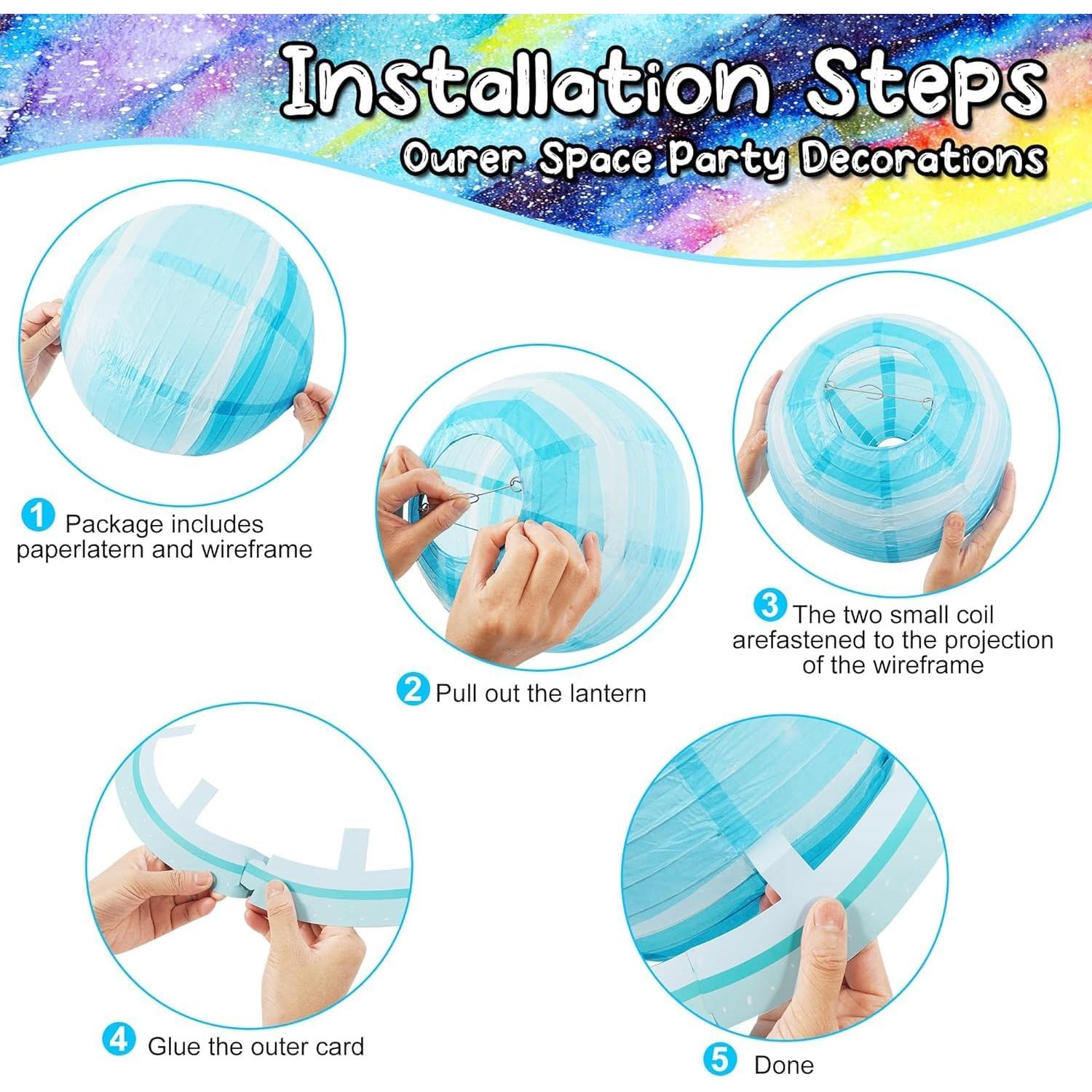 Linternas de Papel del Sistema Solar Yazabai 30.6x31.8 cm 8PCS