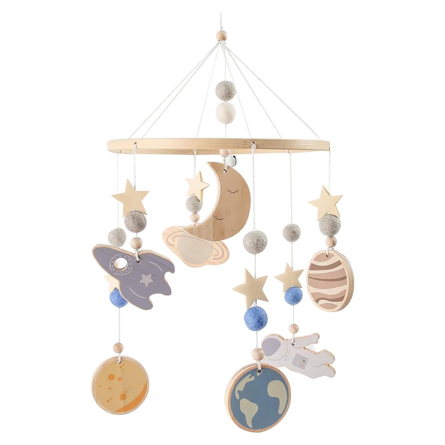 Móvil de Cuna Espacial JETM.HH de Madera Azul 25.7x24.6cm