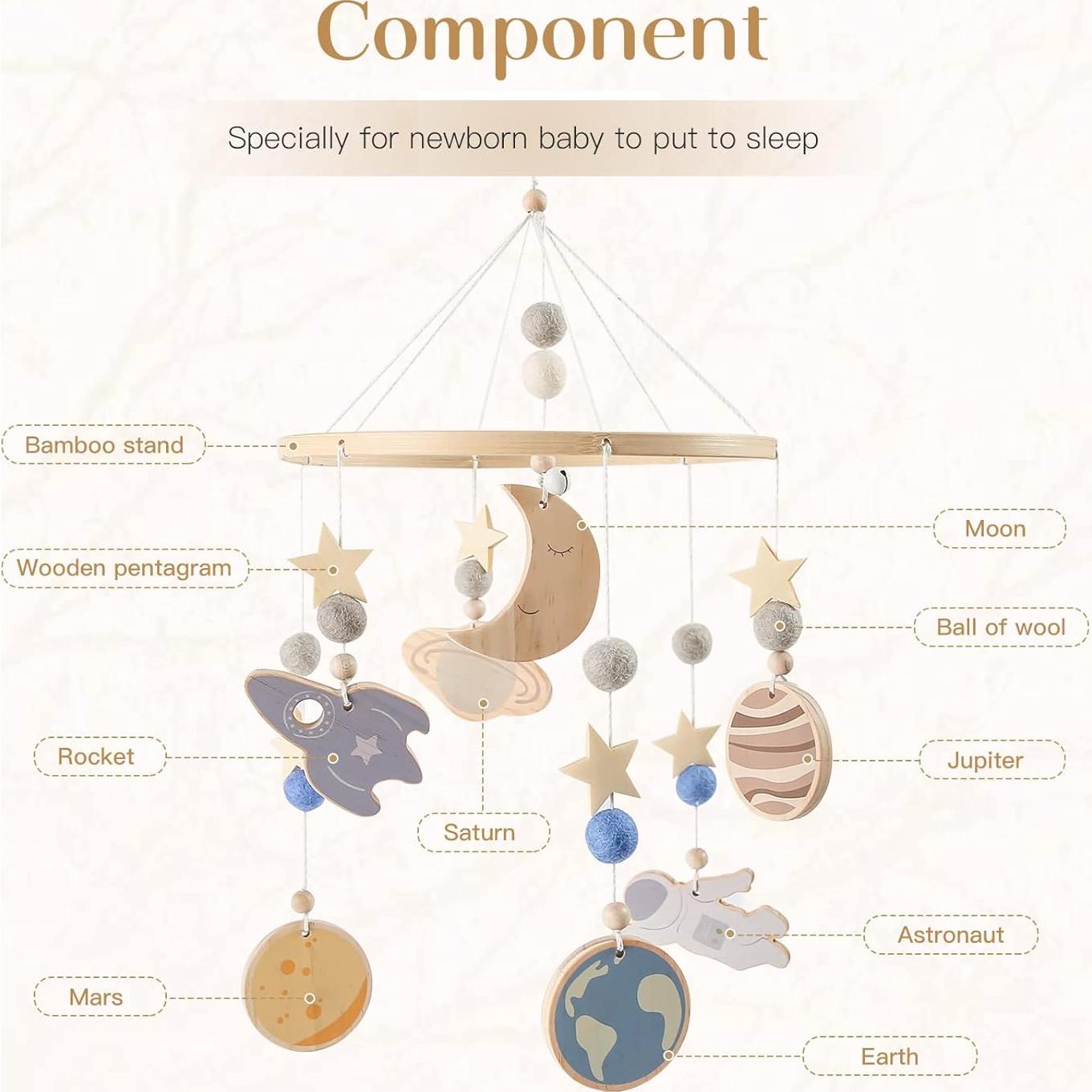 Móvil de Cuna Espacial JETM.HH de Madera Azul 25.7x24.6cm