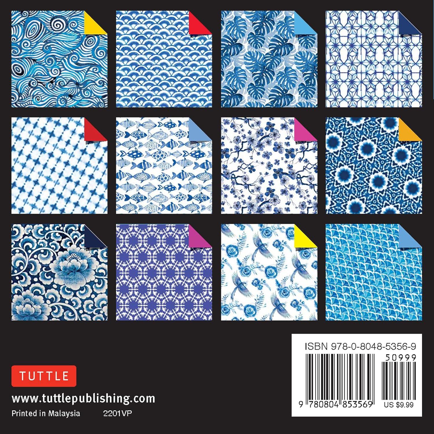 Origami Paper 500 sheets Blue and White 4" (10 cm): Double-Sided Origami Sheets Printed with 12 Different Designs