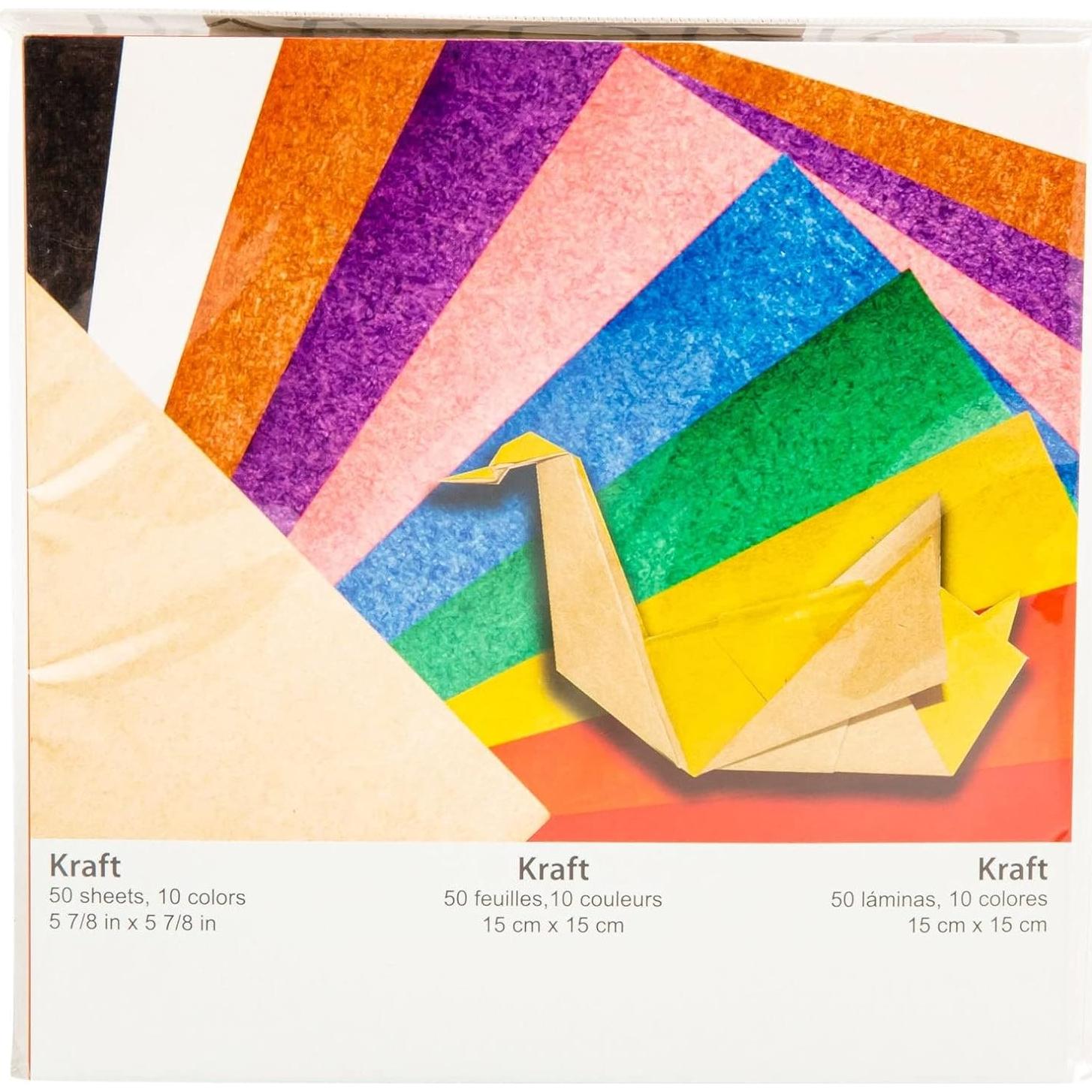 Papel Origami Kraft Yasutomo 50 Hojas 14.92 cm 10 Colores