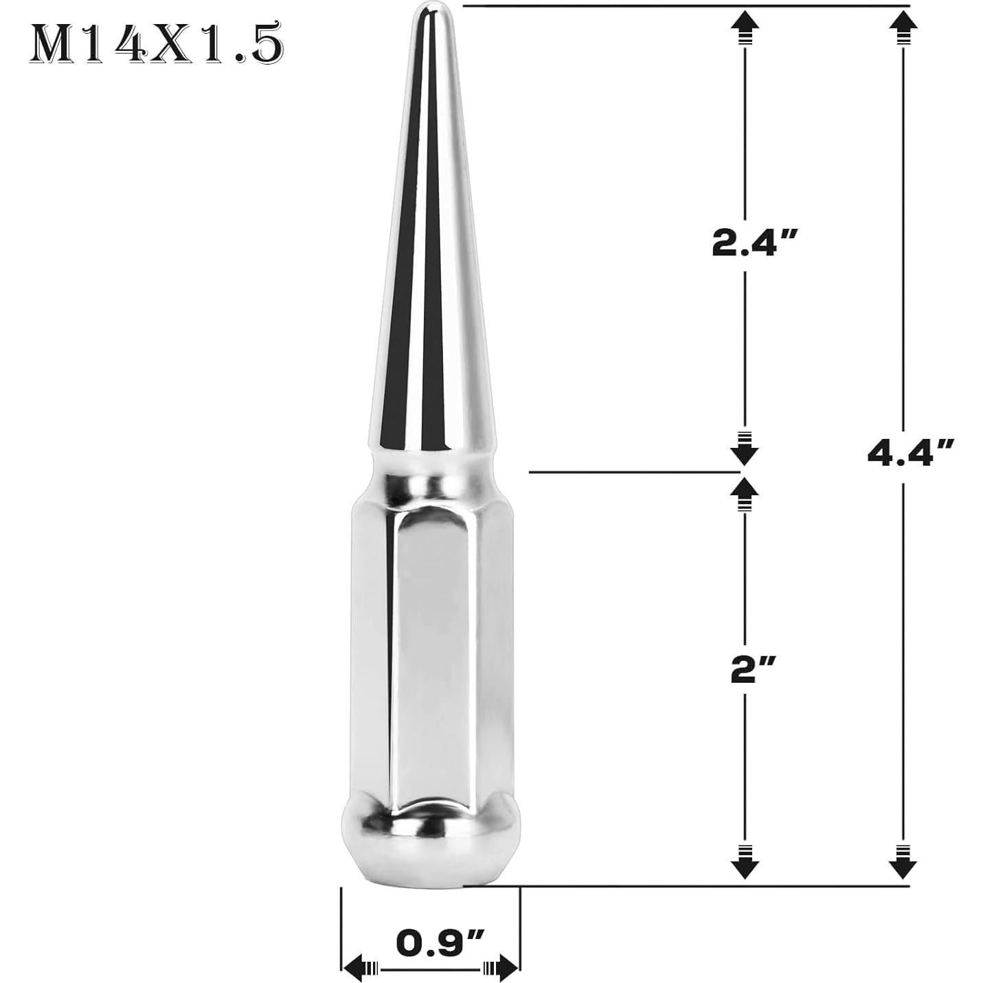 Tuercas de Perno DYNOFIT 14x1.5 mm Cónicas 24 Piezas Plateadas